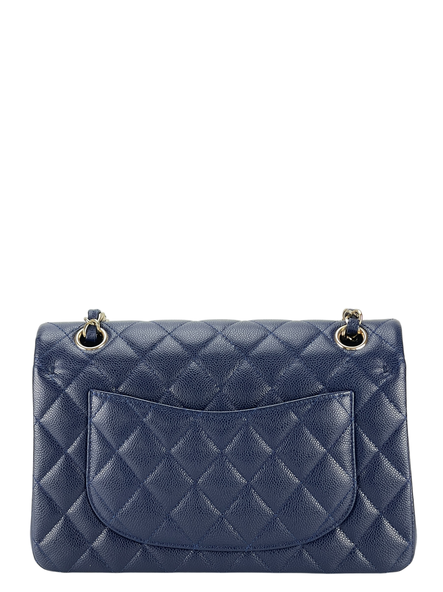 CHANEL - Small Classic Double Flap Bag Navy Caviar Gold Hardware (CF23)