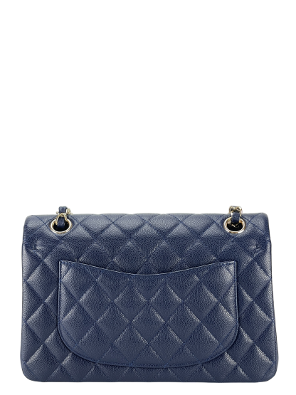 CHANEL - Small Classic Double Flap Bag Navy Caviar Gold Hardware (CF23)