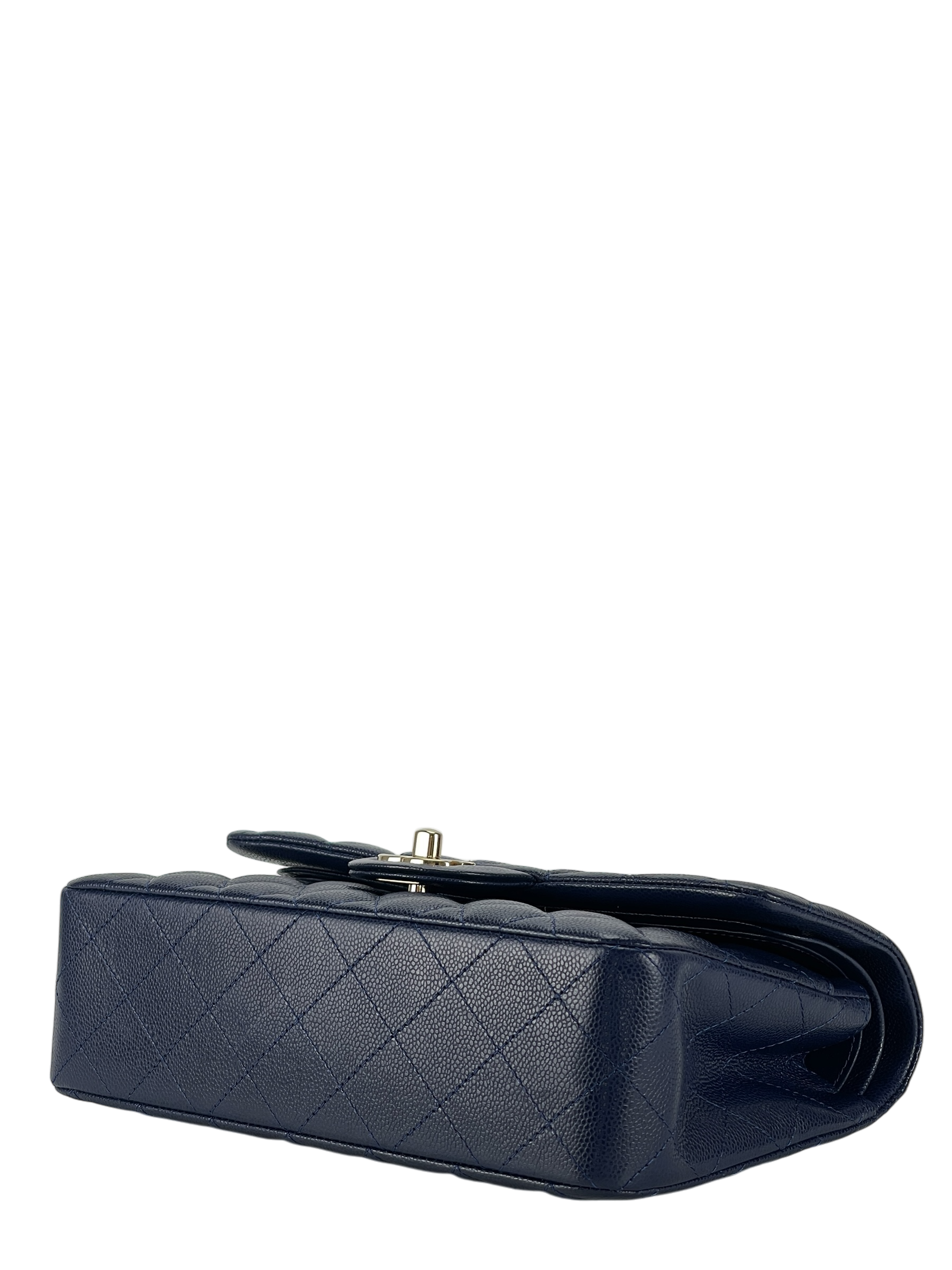 CHANEL - Small Classic Double Flap Bag Navy Caviar Gold Hardware (CF23)