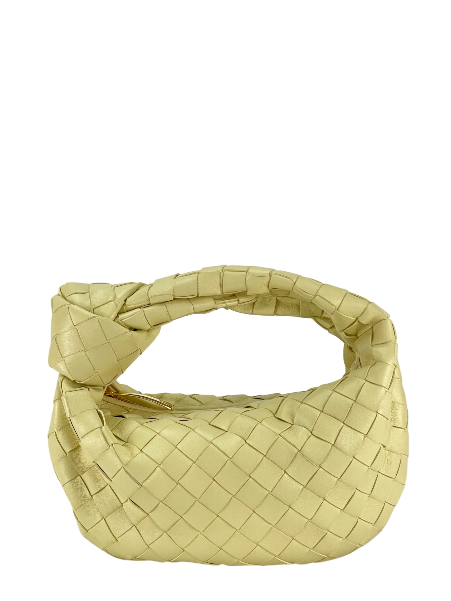 BOTTEGA VENETA - Light Yellow Lambskin Nappa Intrecciato Mini Jodie Handbag 