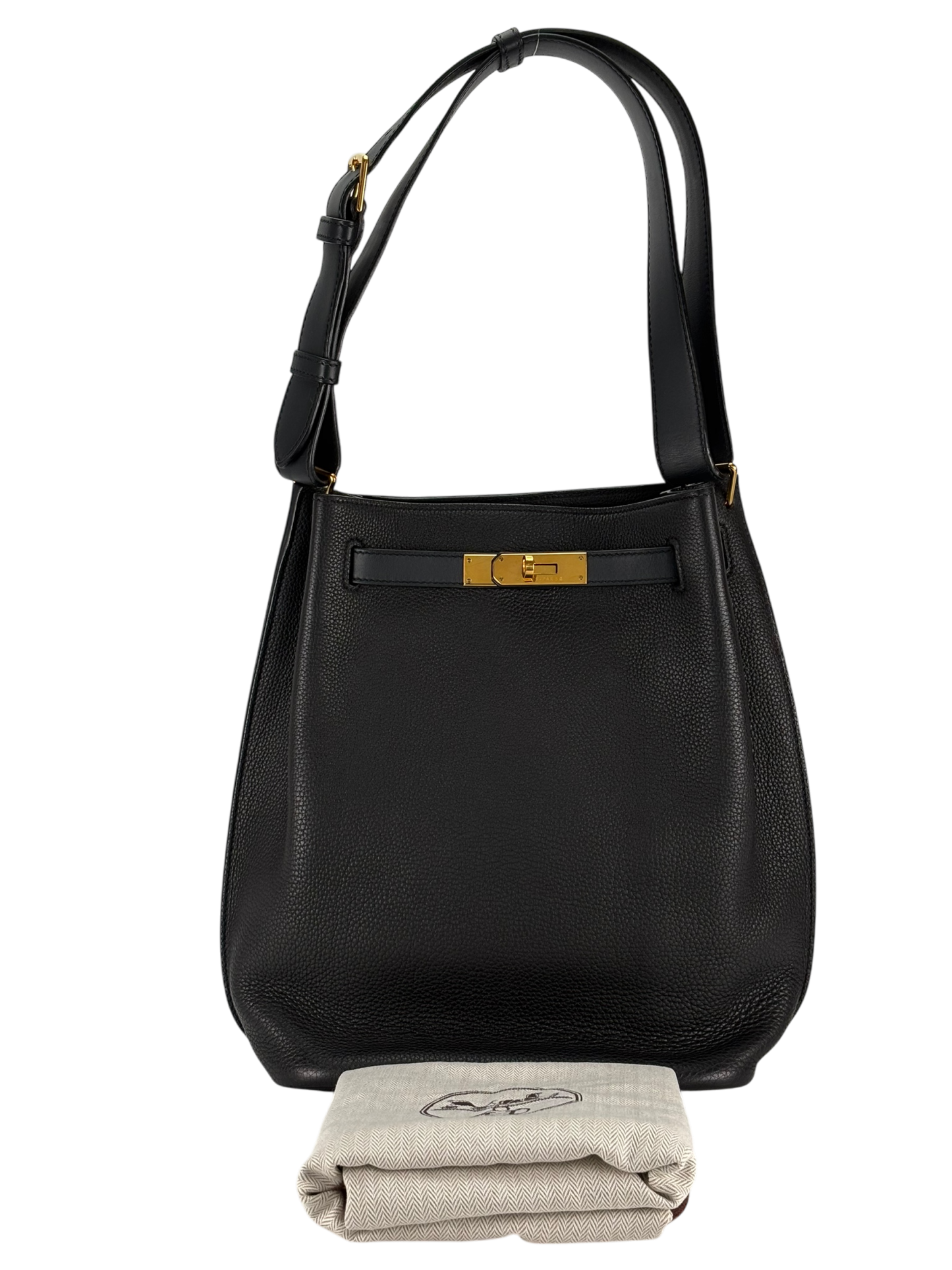 HERMES - So Kelly Shoulder Bag 89 Noir Togo Gold Hardware