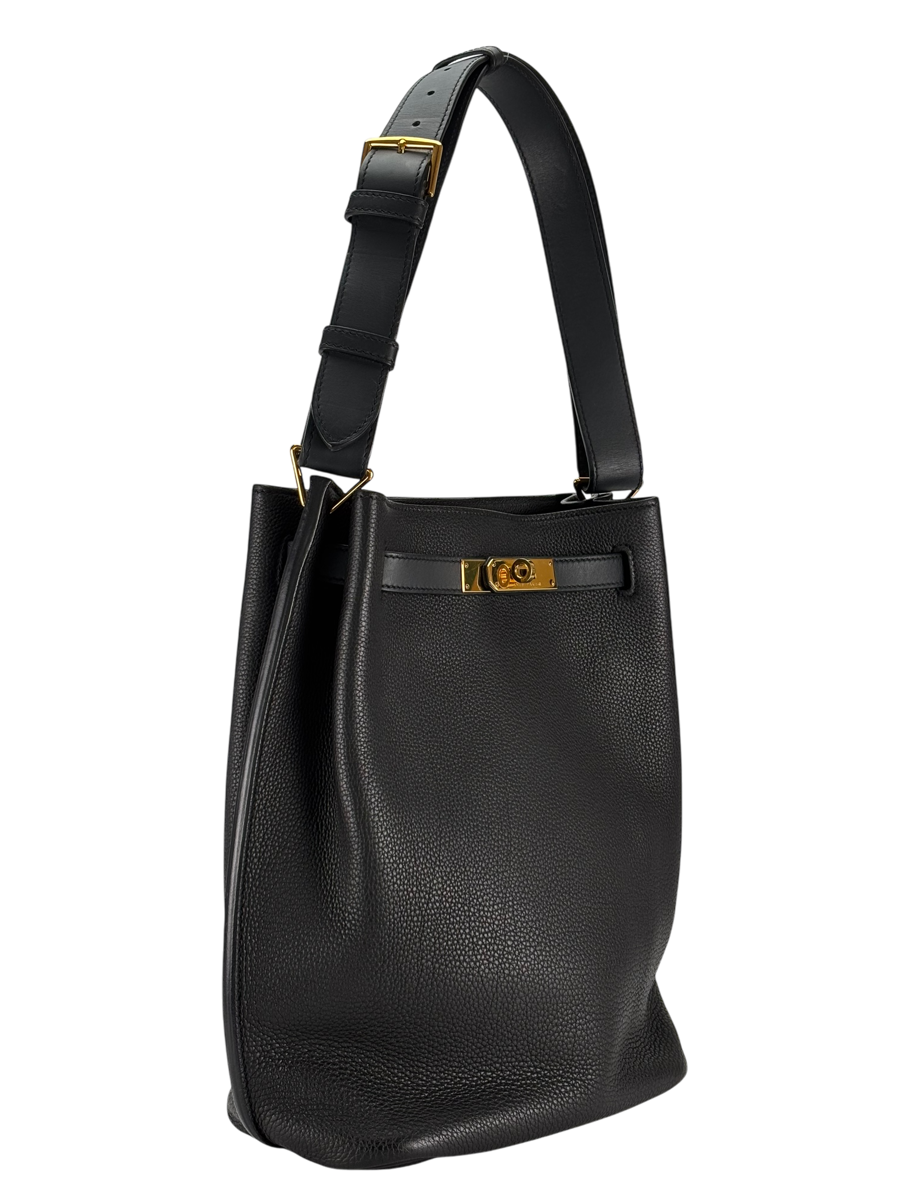HERMES - So Kelly Shoulder Bag 89 Noir Togo Gold Hardware