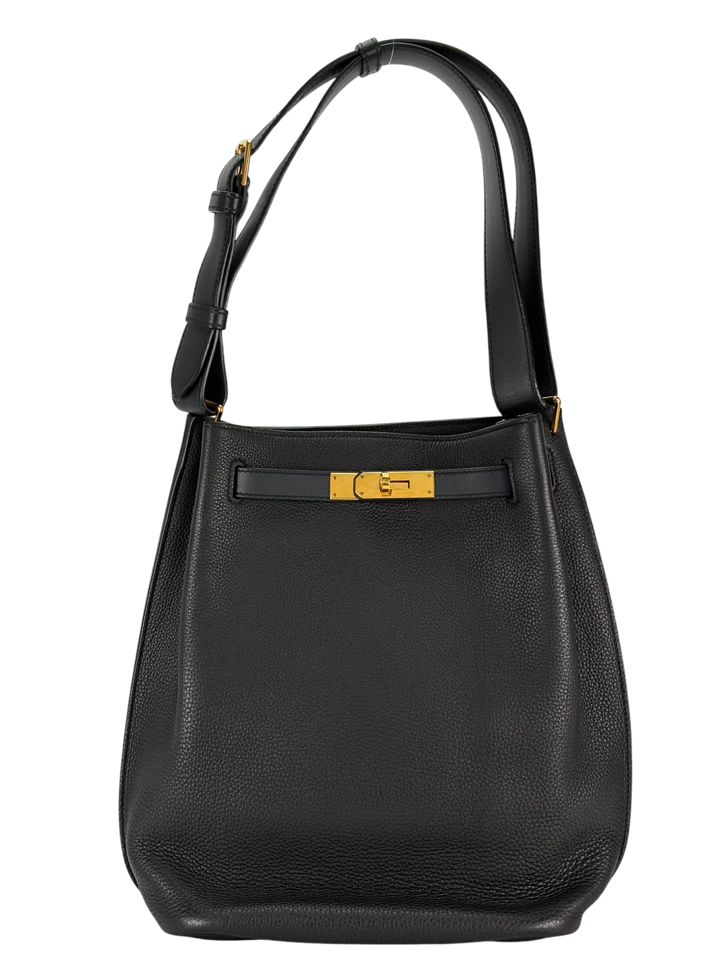 HERMES - So Kelly Shoulder Bag 89 Noir Togo Gold Hardware