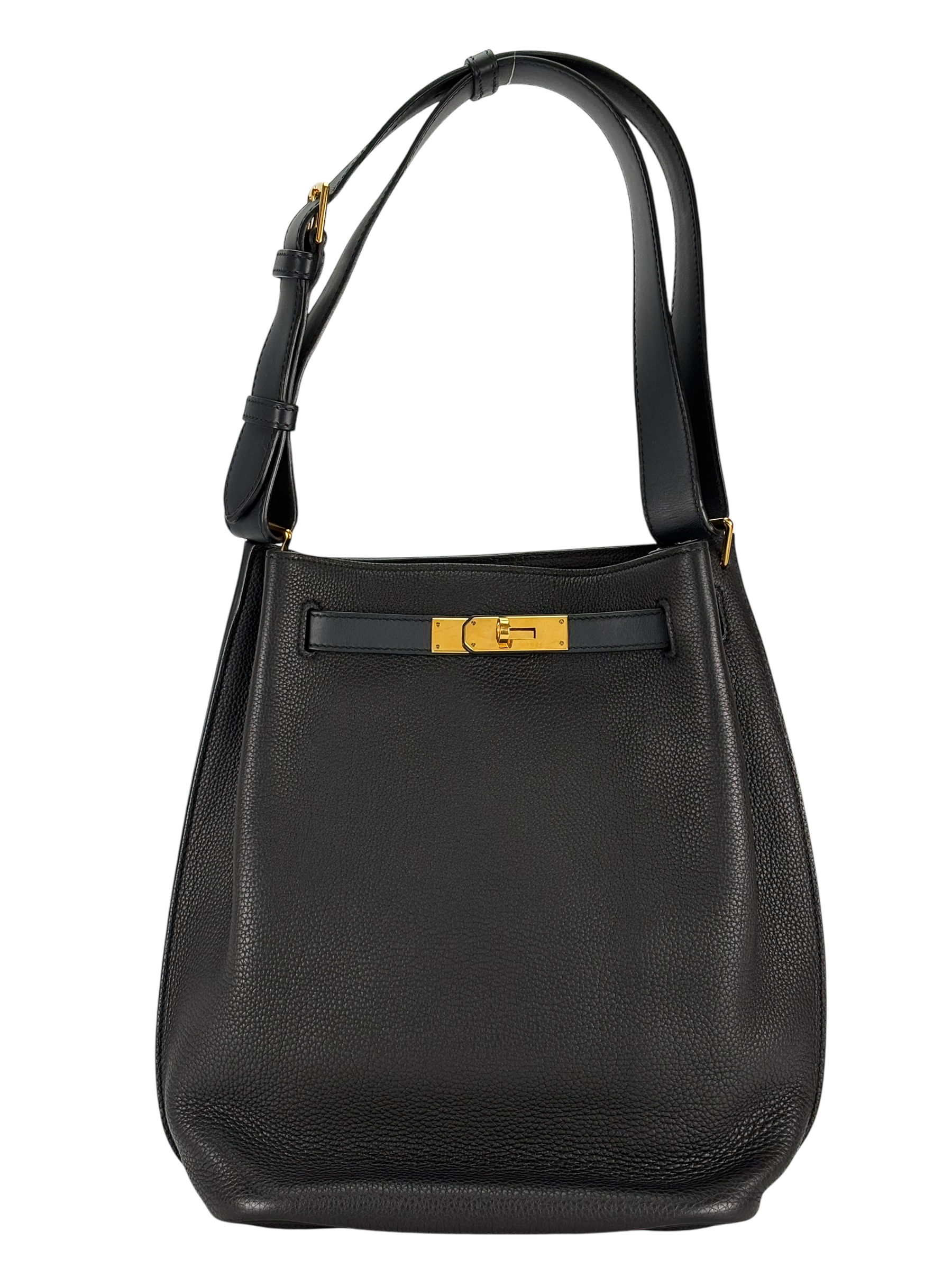 HERMES - So Kelly Shoulder Bag 89 Noir Togo Gold Hardware