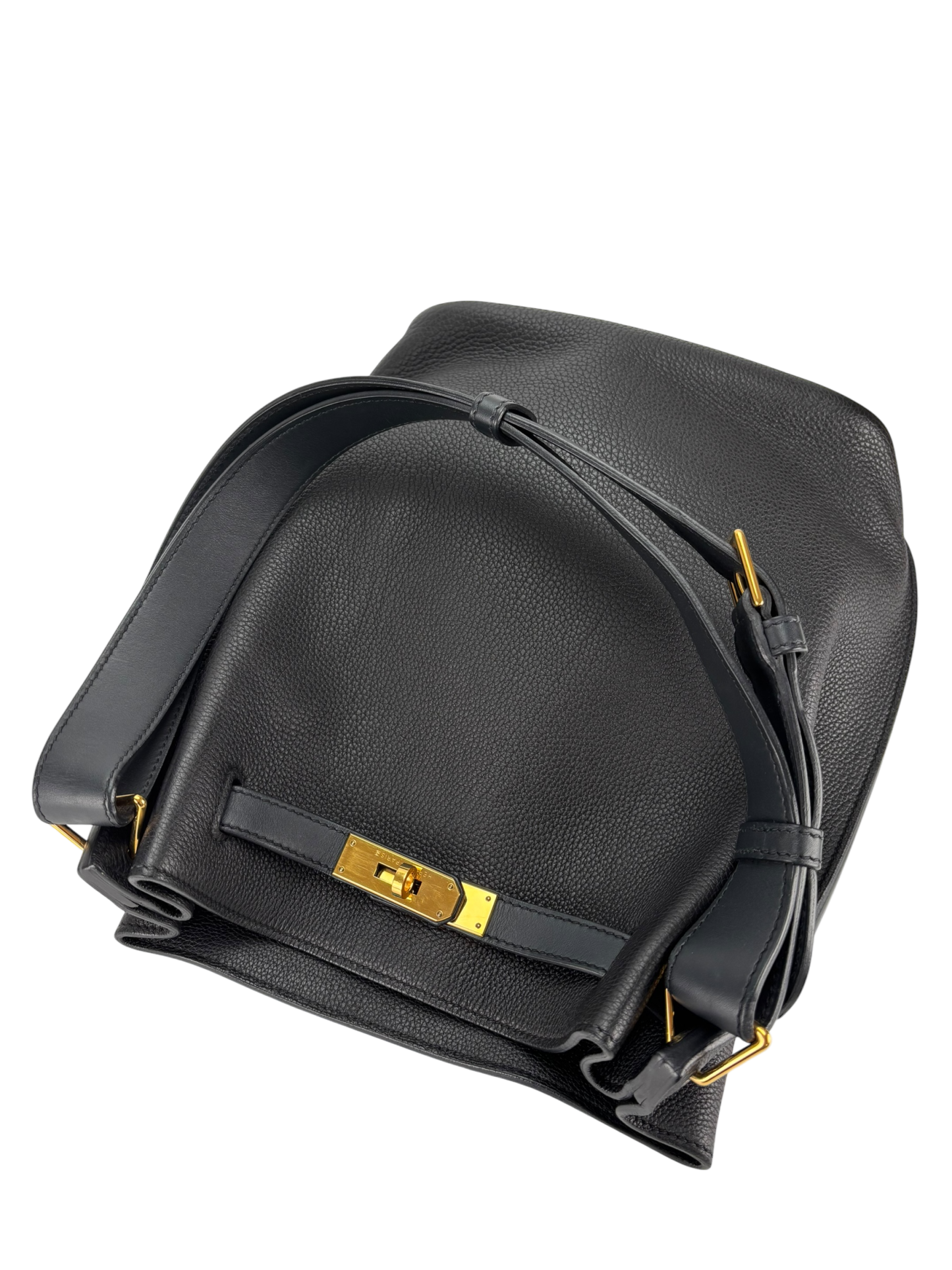 HERMES - So Kelly Shoulder Bag 89 Noir Togo Gold Hardware