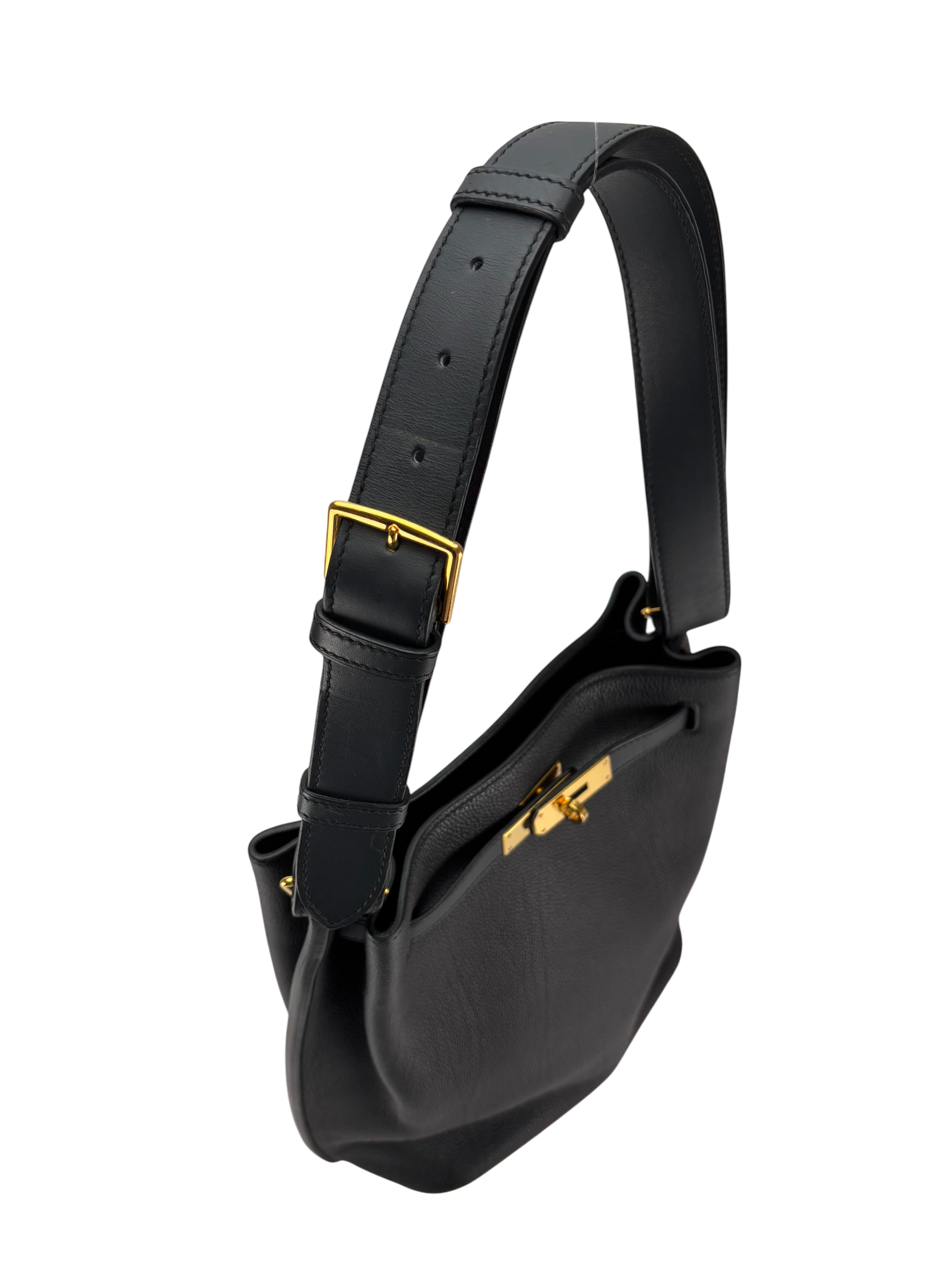 HERMES - So Kelly Shoulder Bag 89 Noir Togo Gold Hardware