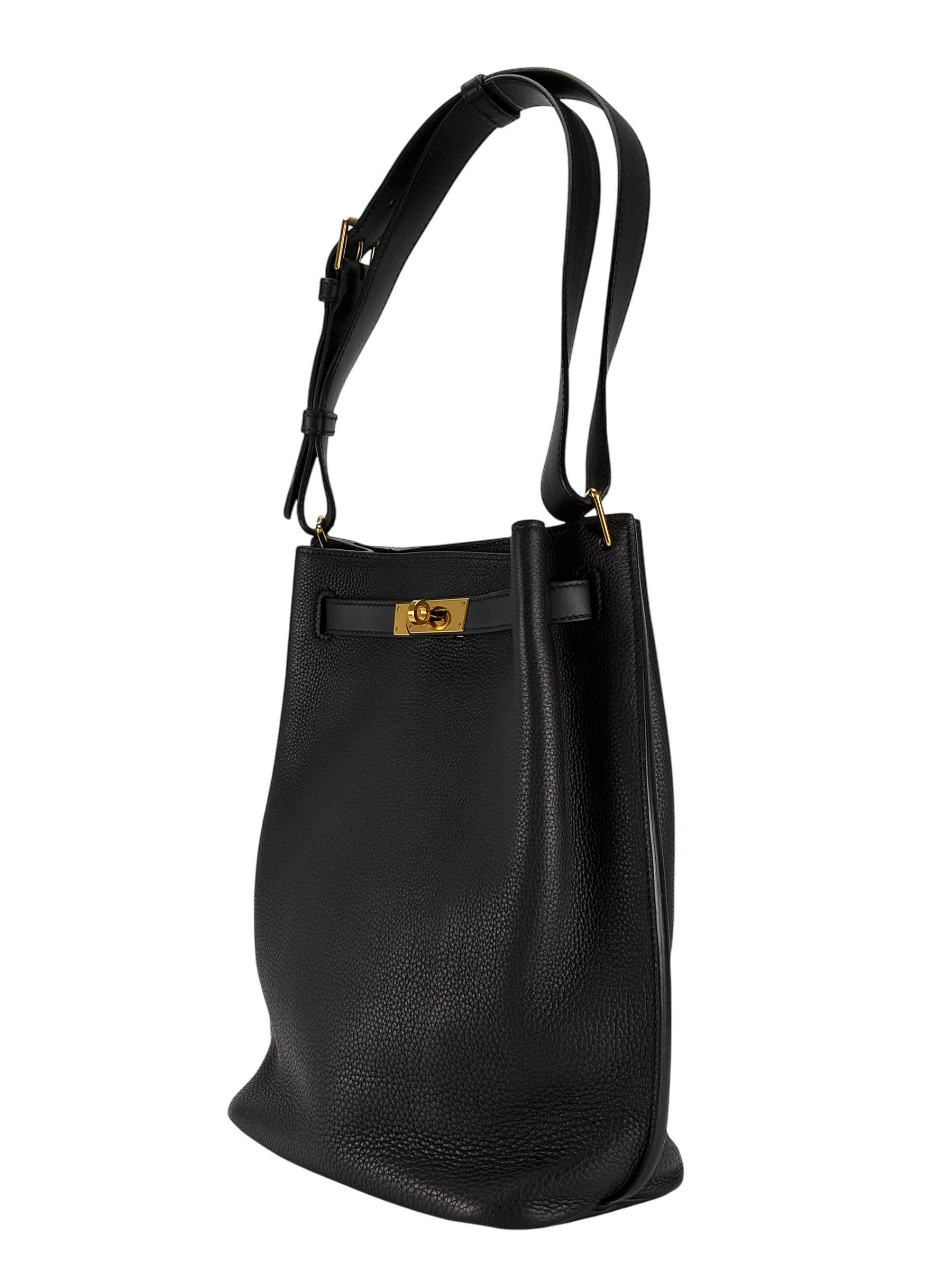 HERMES - So Kelly Shoulder Bag 89 Noir Togo Gold Hardware