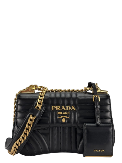 PRADA - Black Calfskin Soft Diagramme Camera Bag