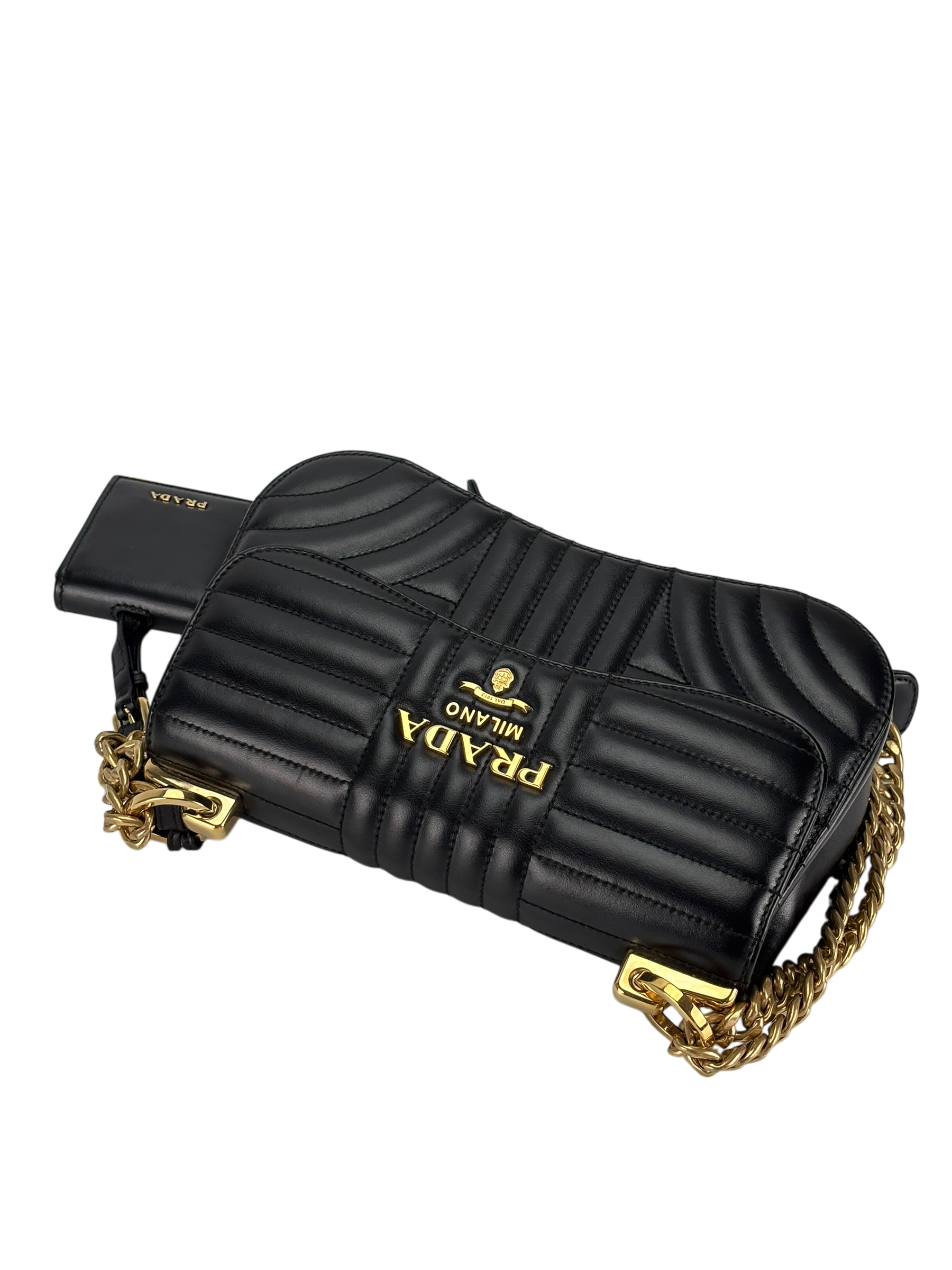 PRADA - Black Calfskin Soft Diagramme Camera Bag