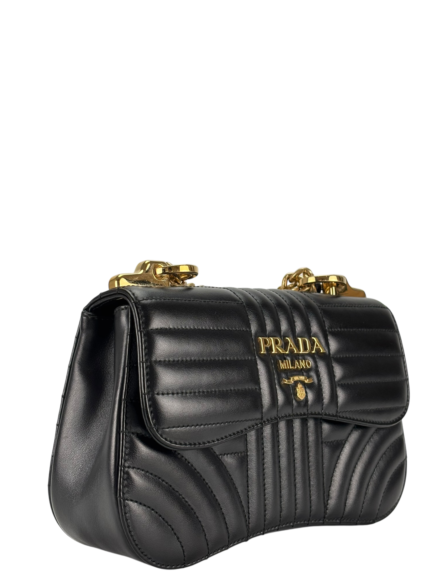 PRADA - Black Calfskin Soft Diagramme Camera Bag