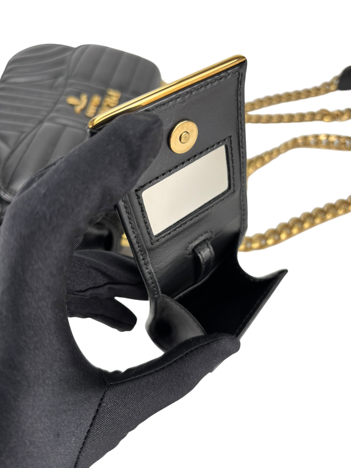 PRADA - Black Calfskin Soft Diagramme Camera Bag