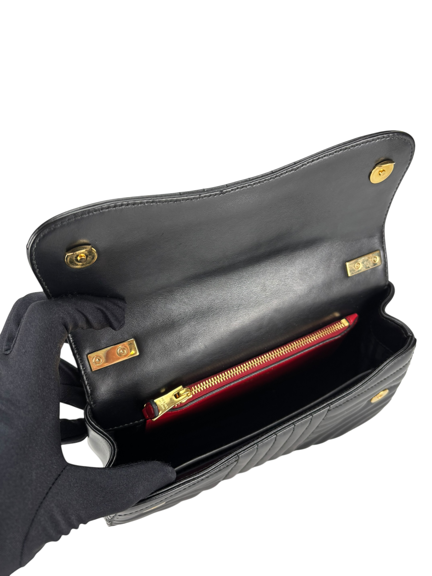 PRADA - Black Calfskin Soft Diagramme Camera Bag