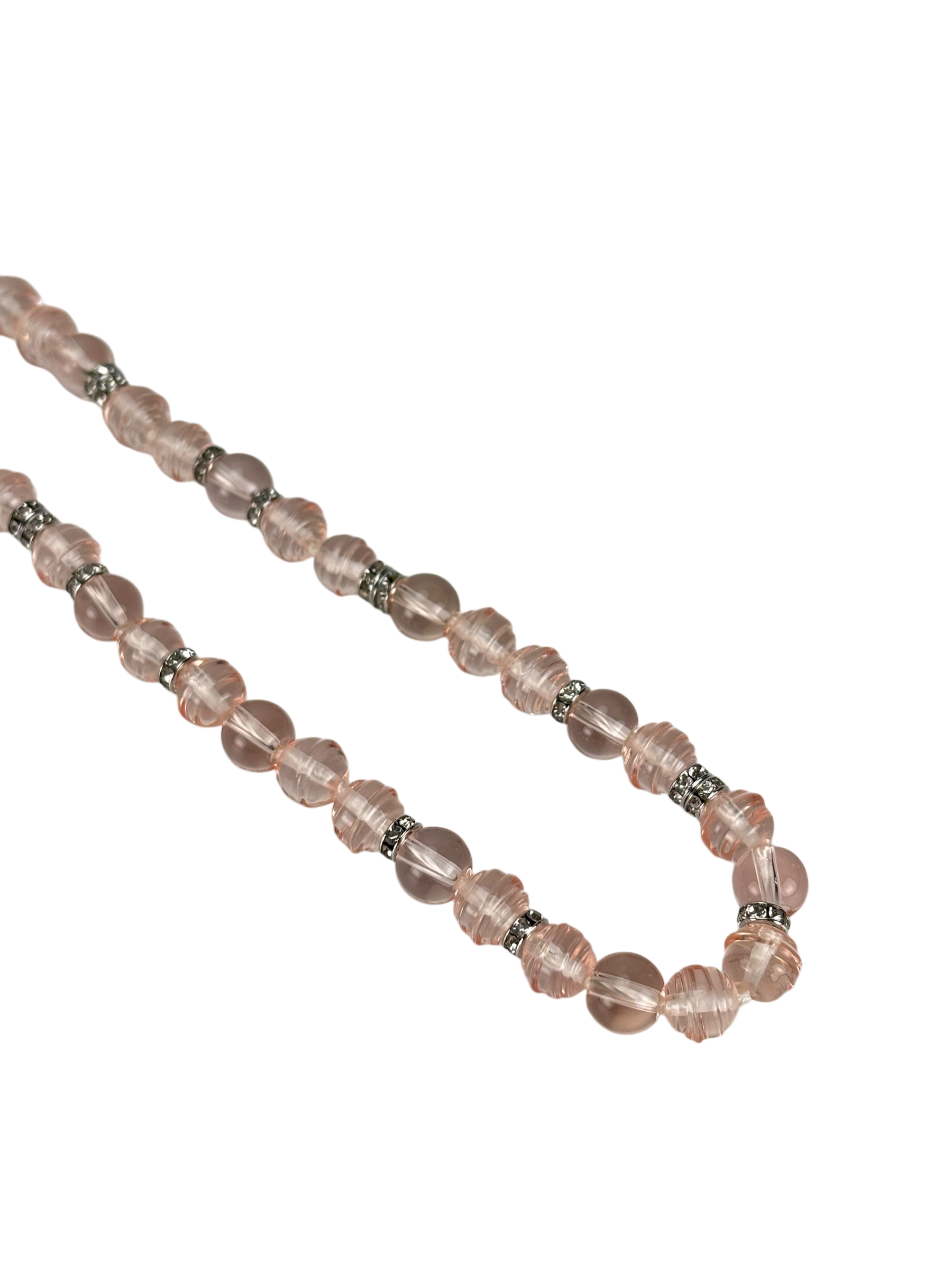 CHANEL - 23S Pink Beaded Rhinestone CC Necklace 