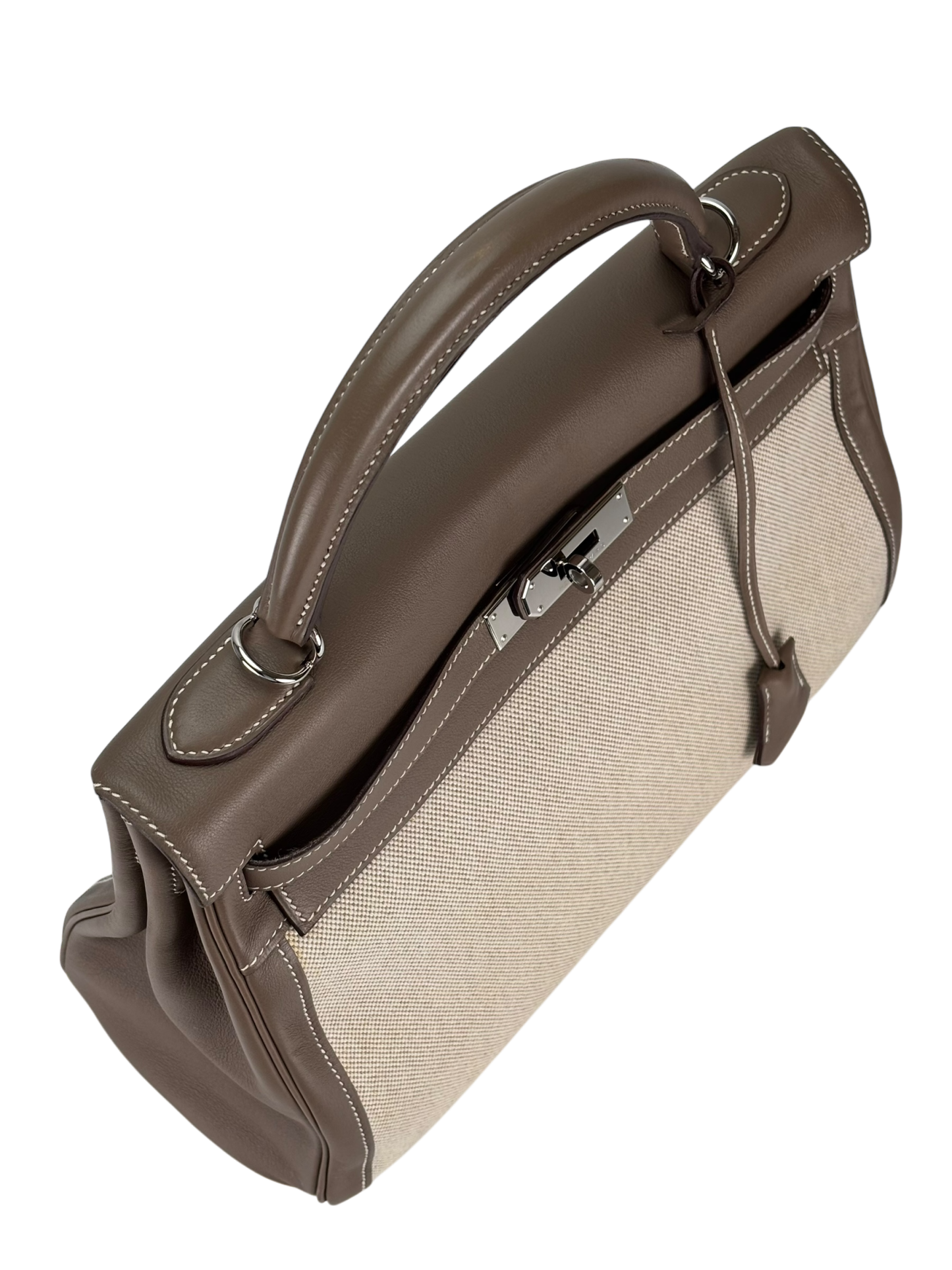 HERMES - Kelly 32 Etoupe Swift Palladium Hardware 
