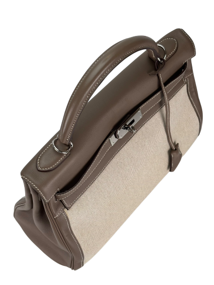 HERMES - Kelly 32 Etoupe Swift Palladium Hardware 