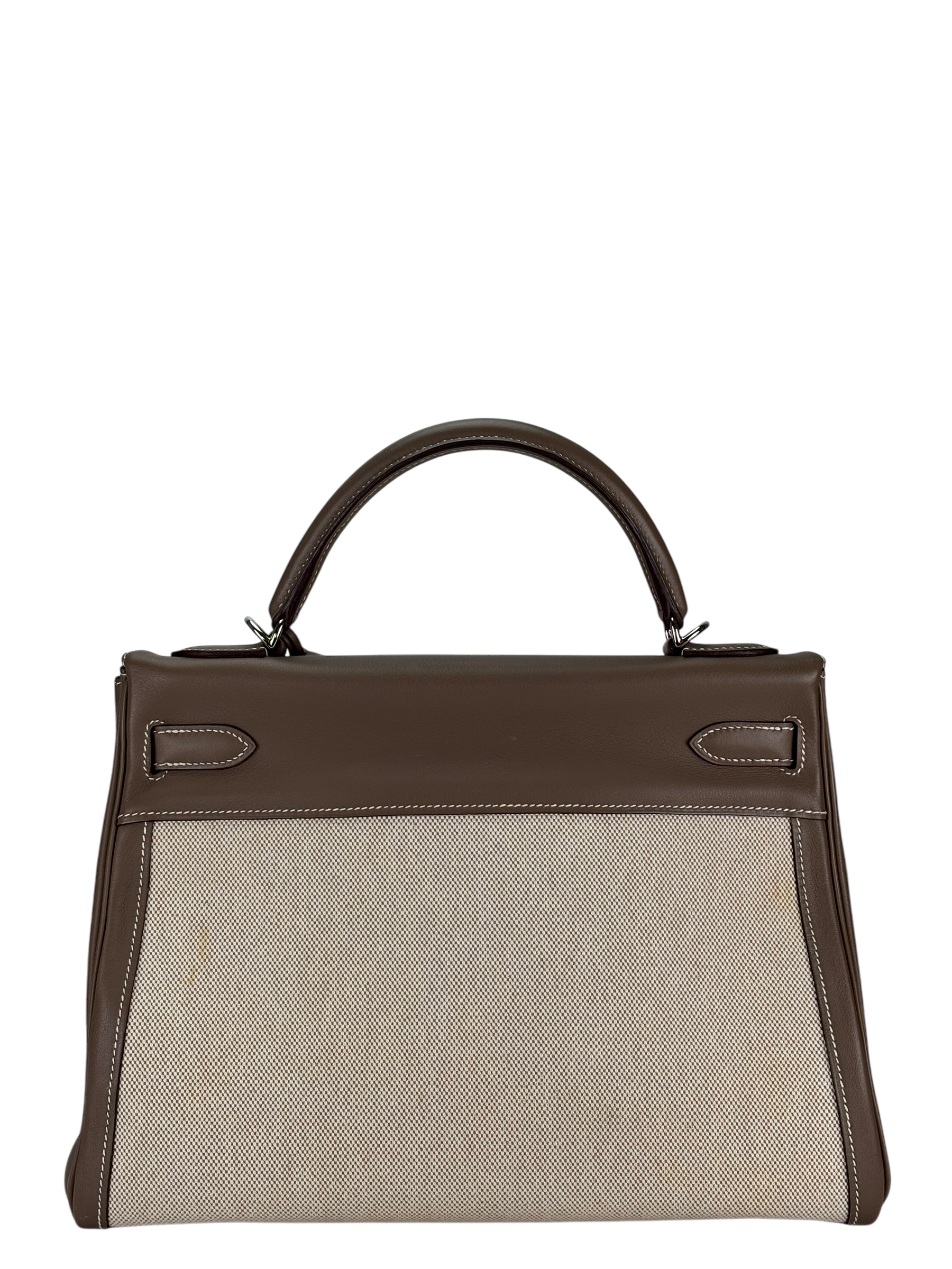 HERMES - Kelly 32 Etoupe Swift Palladium Hardware 