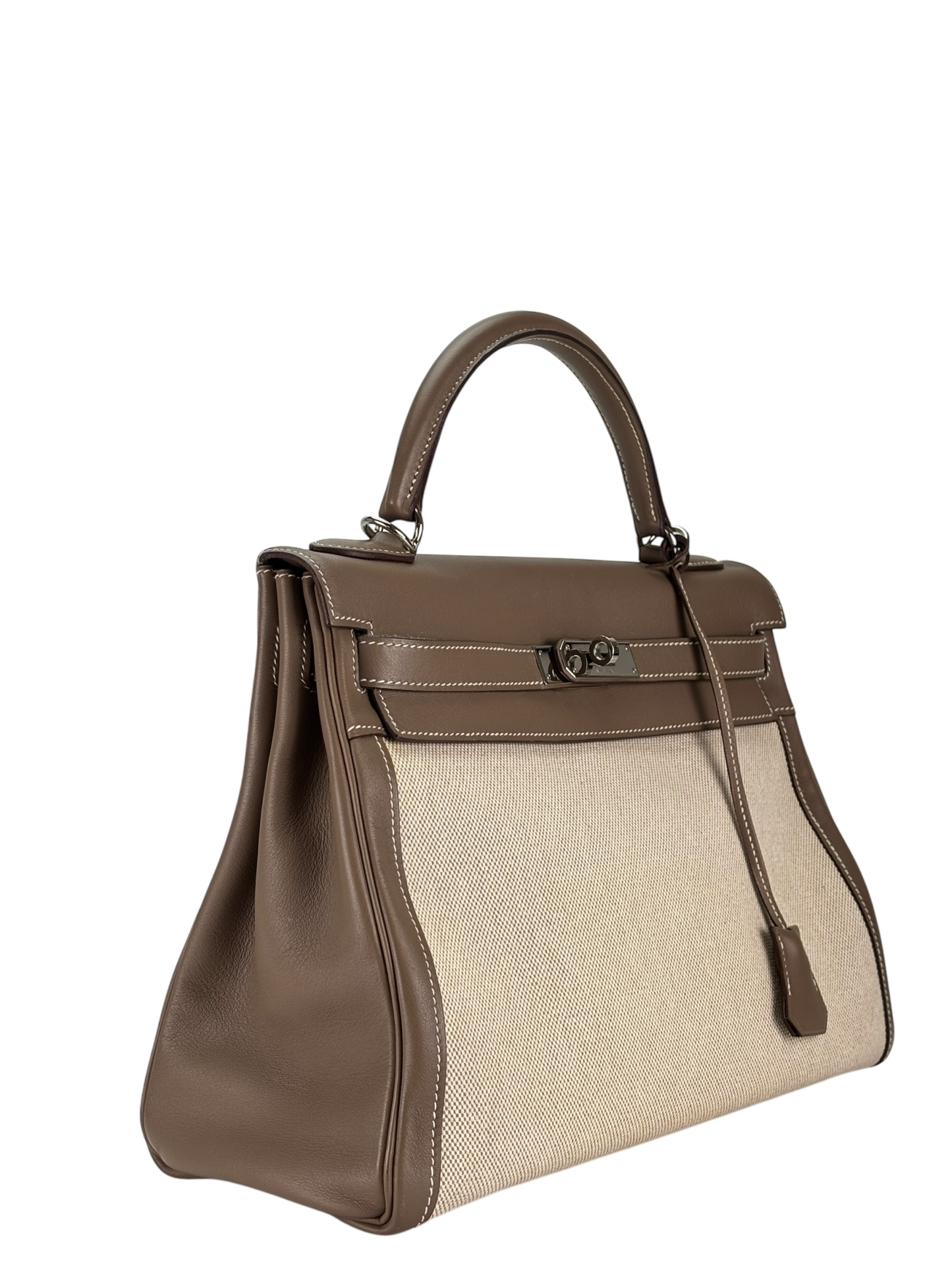 HERMES - Kelly 32 Etoupe Swift Palladium Hardware 