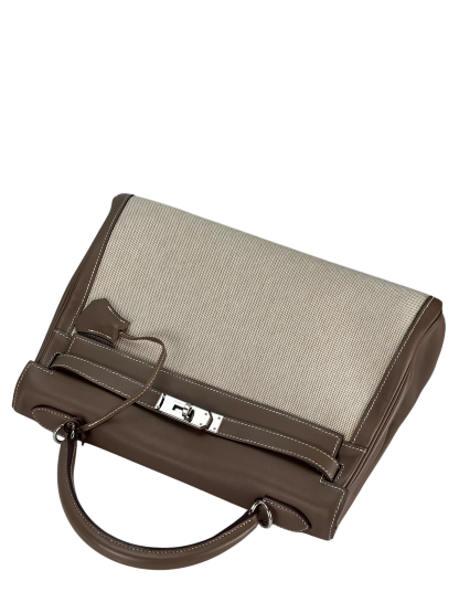 HERMES - Kelly 32 Etoupe Swift Palladium Hardware 