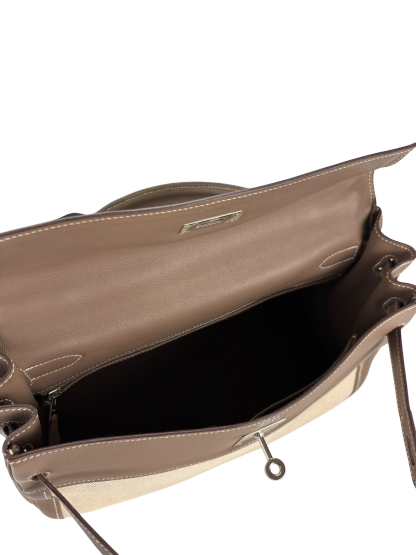 HERMES - Kelly 32 Etoupe Swift Palladium Hardware 