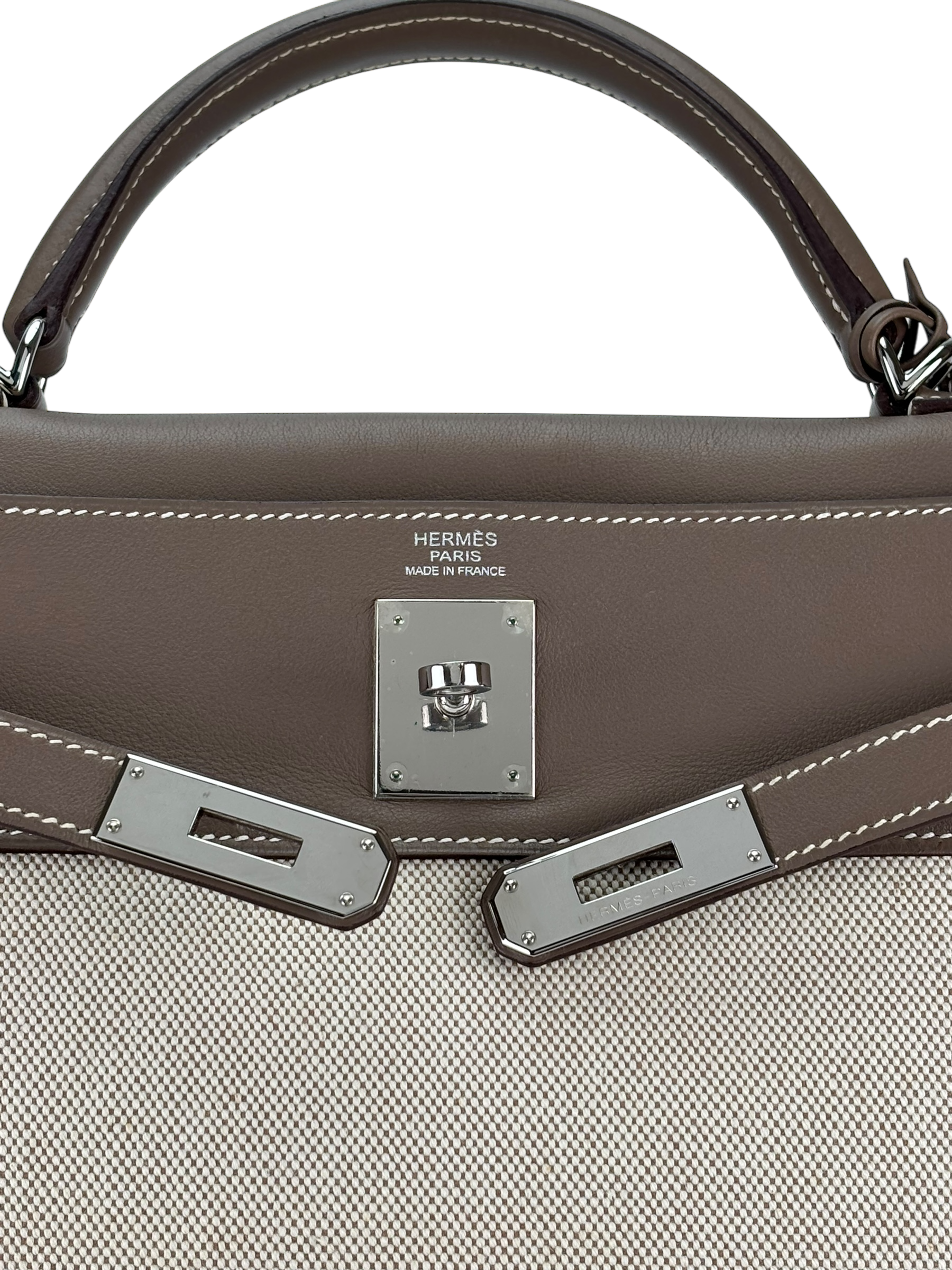 HERMES - Kelly 32 Etoupe Swift Palladium Hardware 