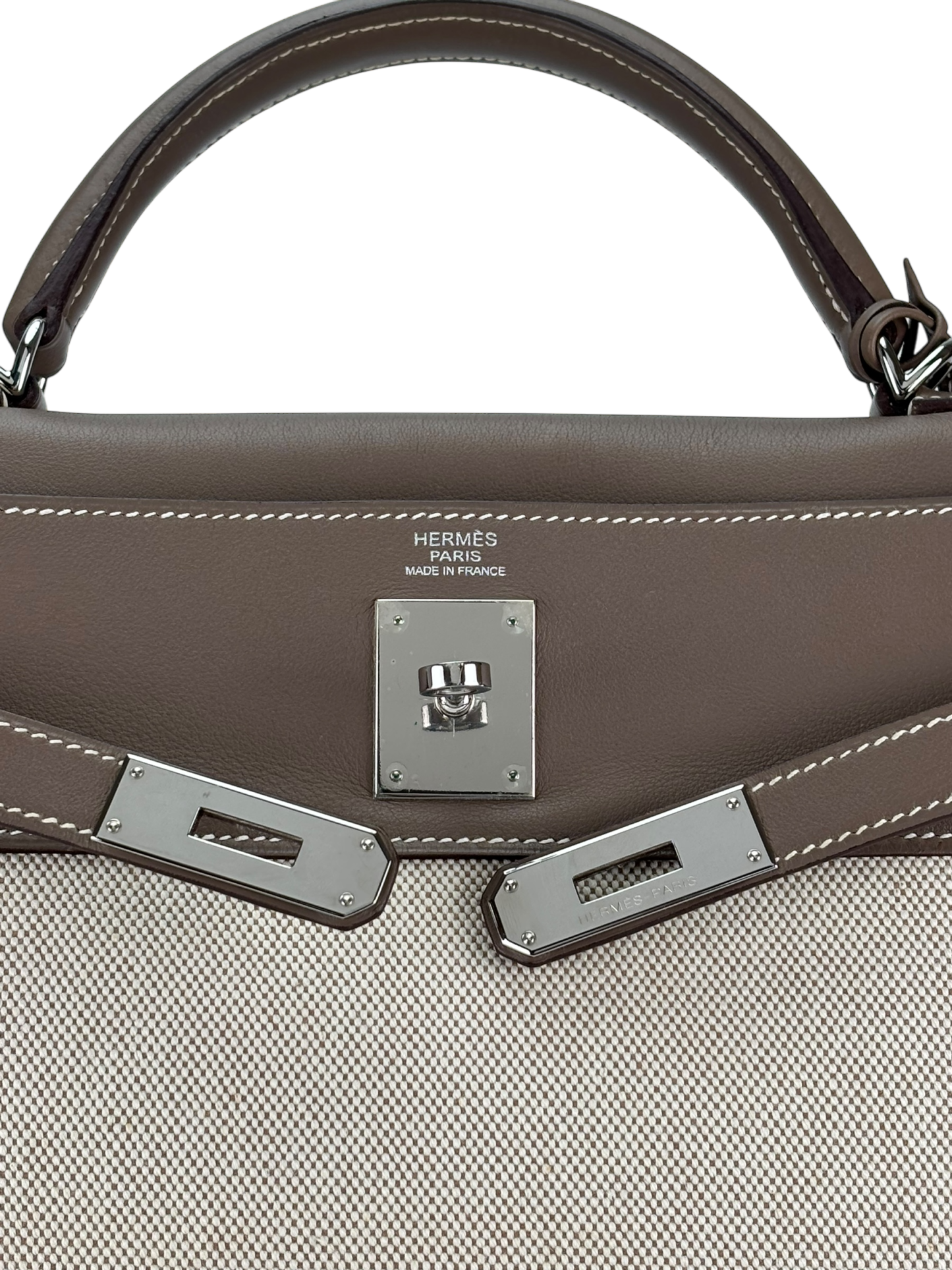 HERMES - Kelly 32 Etoupe Swift Palladium Hardware 