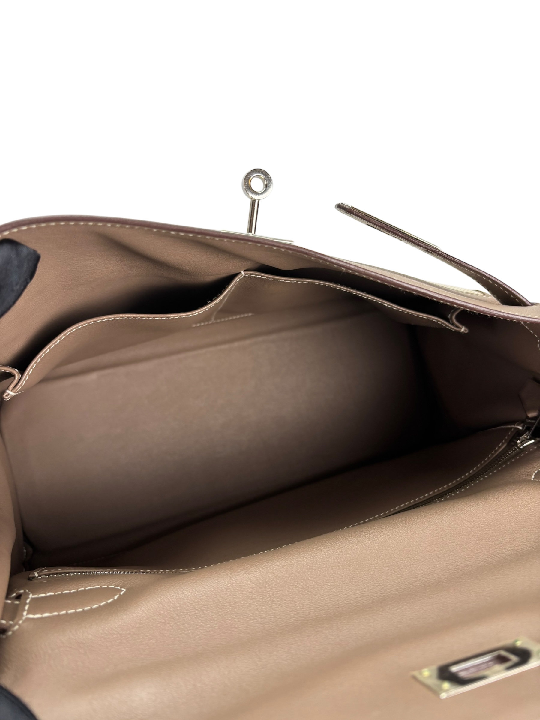 HERMES - Kelly 32 Etoupe Swift Palladium Hardware 