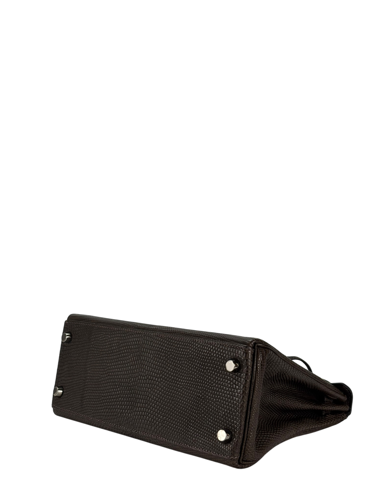 HERMES - Kelly 25 Ebenu Lizard Leather Ruthenium Hardware