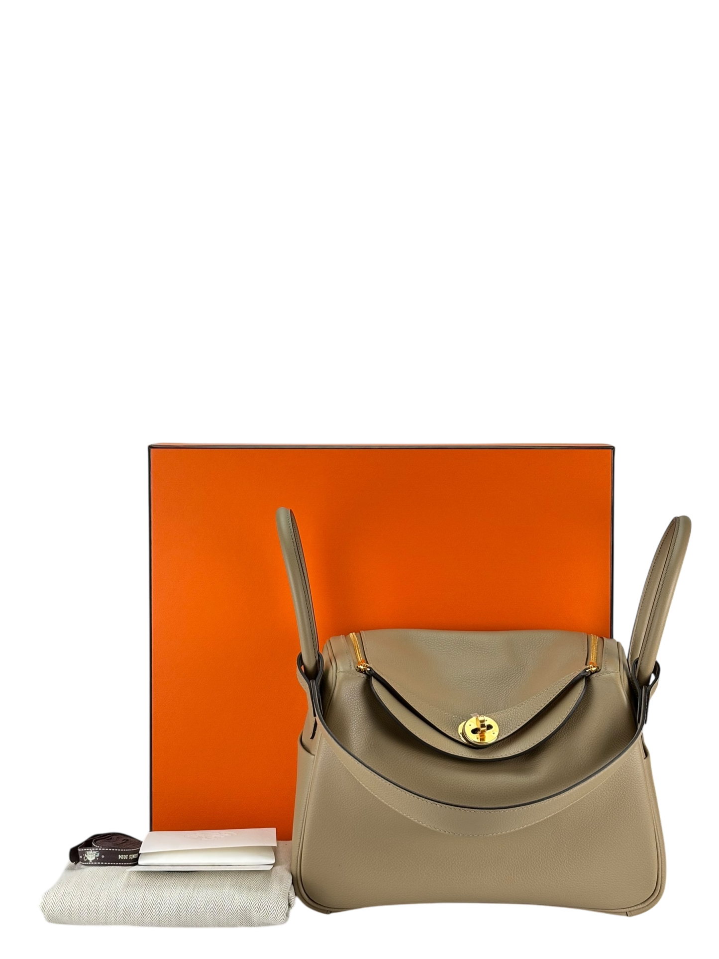 HERMES - Lindy 26 Beige Marfa Evercolor Gold Hardware