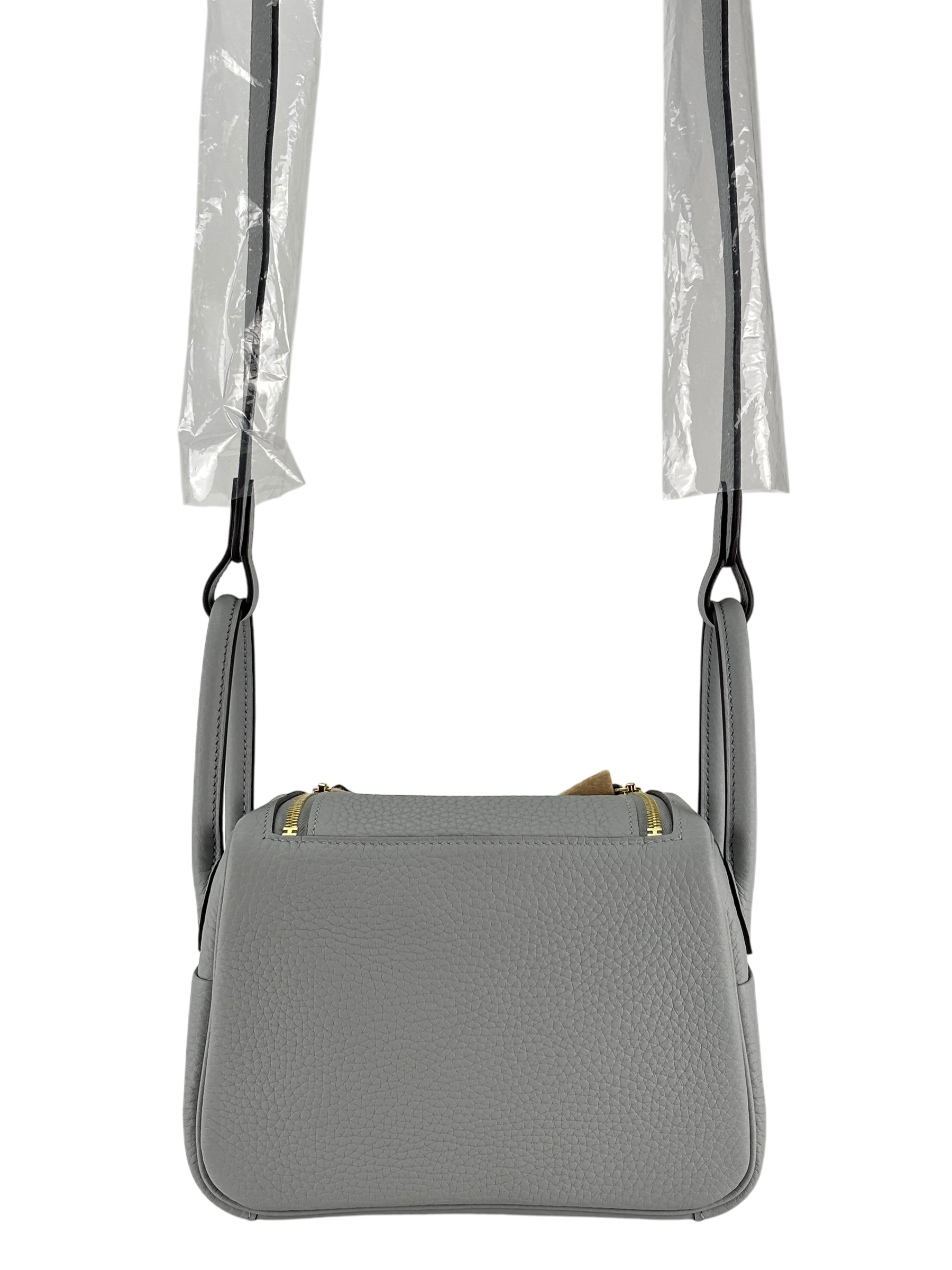 HERMES - Mini Lindy 8U Blue Glacier Taurillon Clemence Gold Hardware 