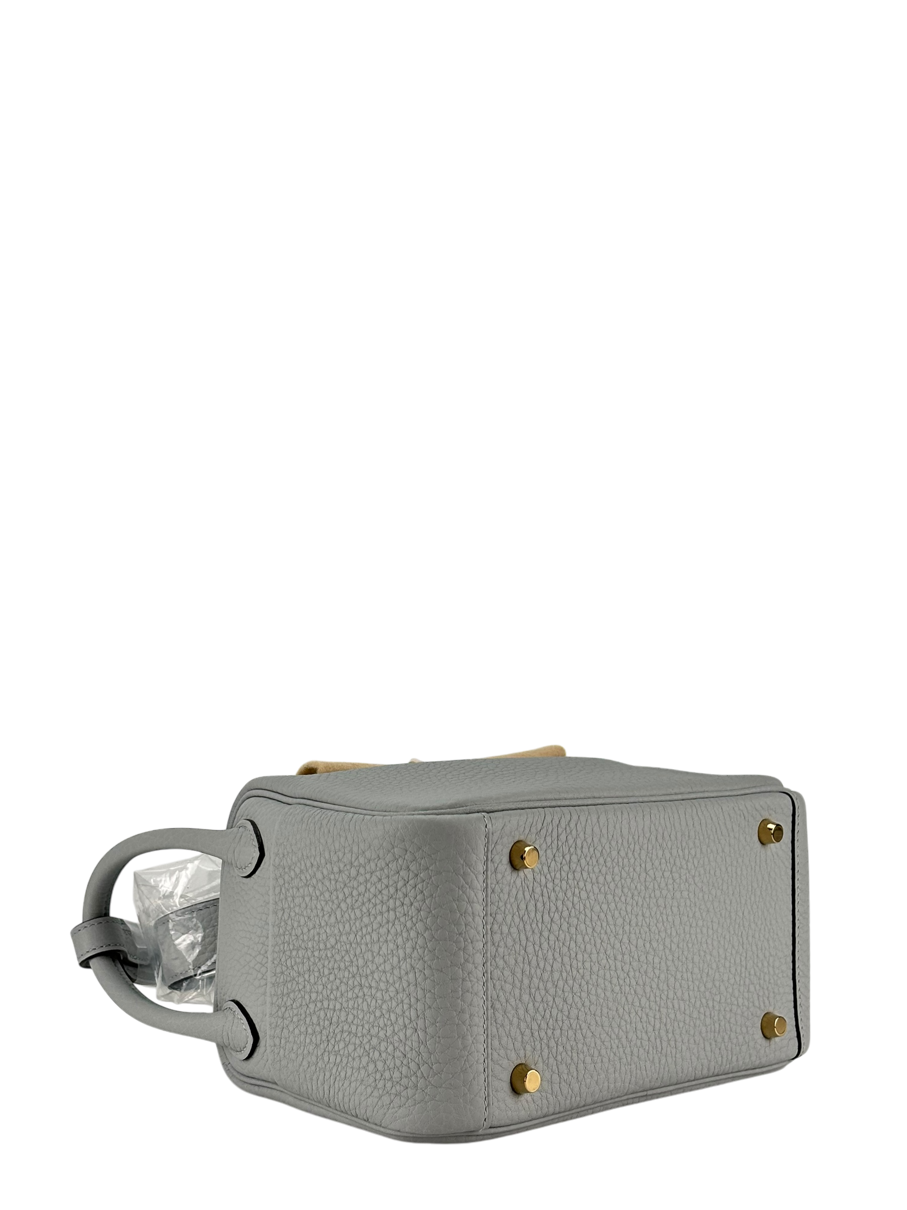 HERMES - Mini Lindy 8U Blue Glacier Taurillon Clemence Gold Hardware 