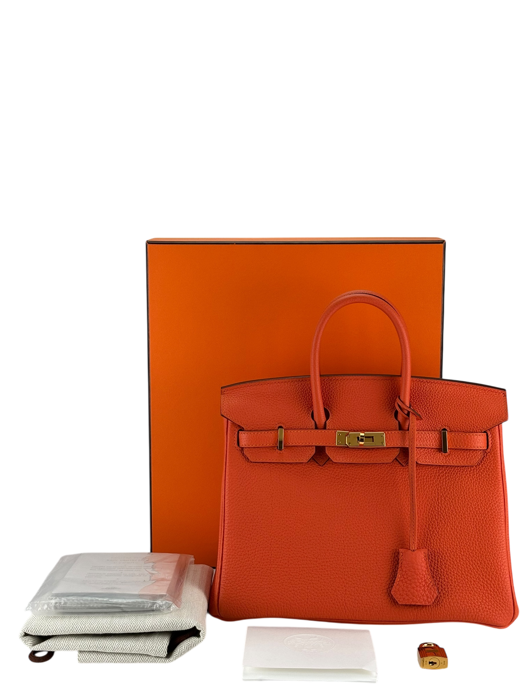 HERMES - Birkin 25 9J Feu Togo Gold Hardware