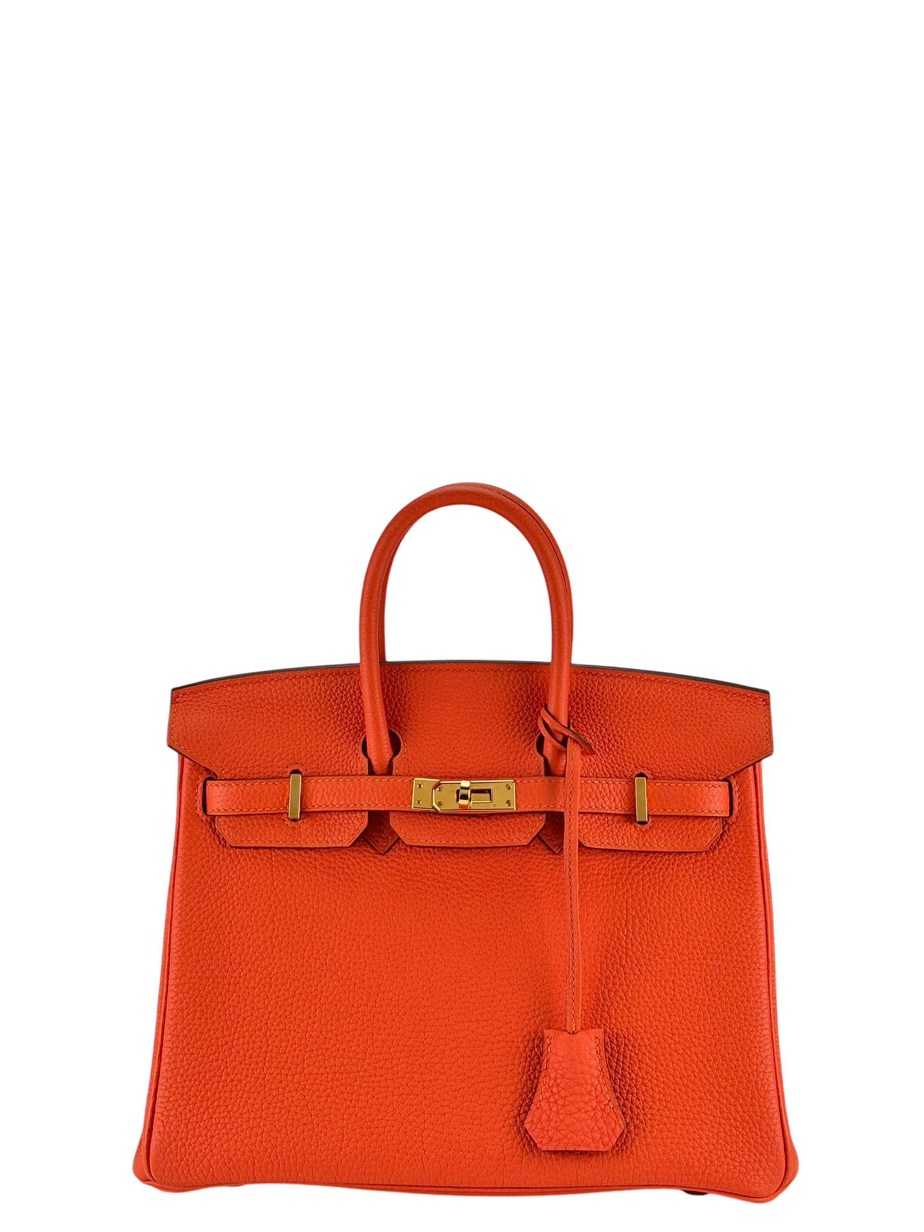 HERMES - Birkin 25 9J Feu Togo Gold Hardware