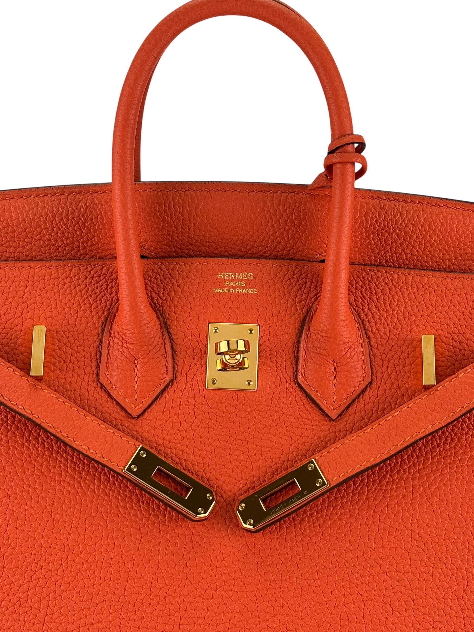 HERMES - Birkin 25 9J Feu Togo Gold Hardware