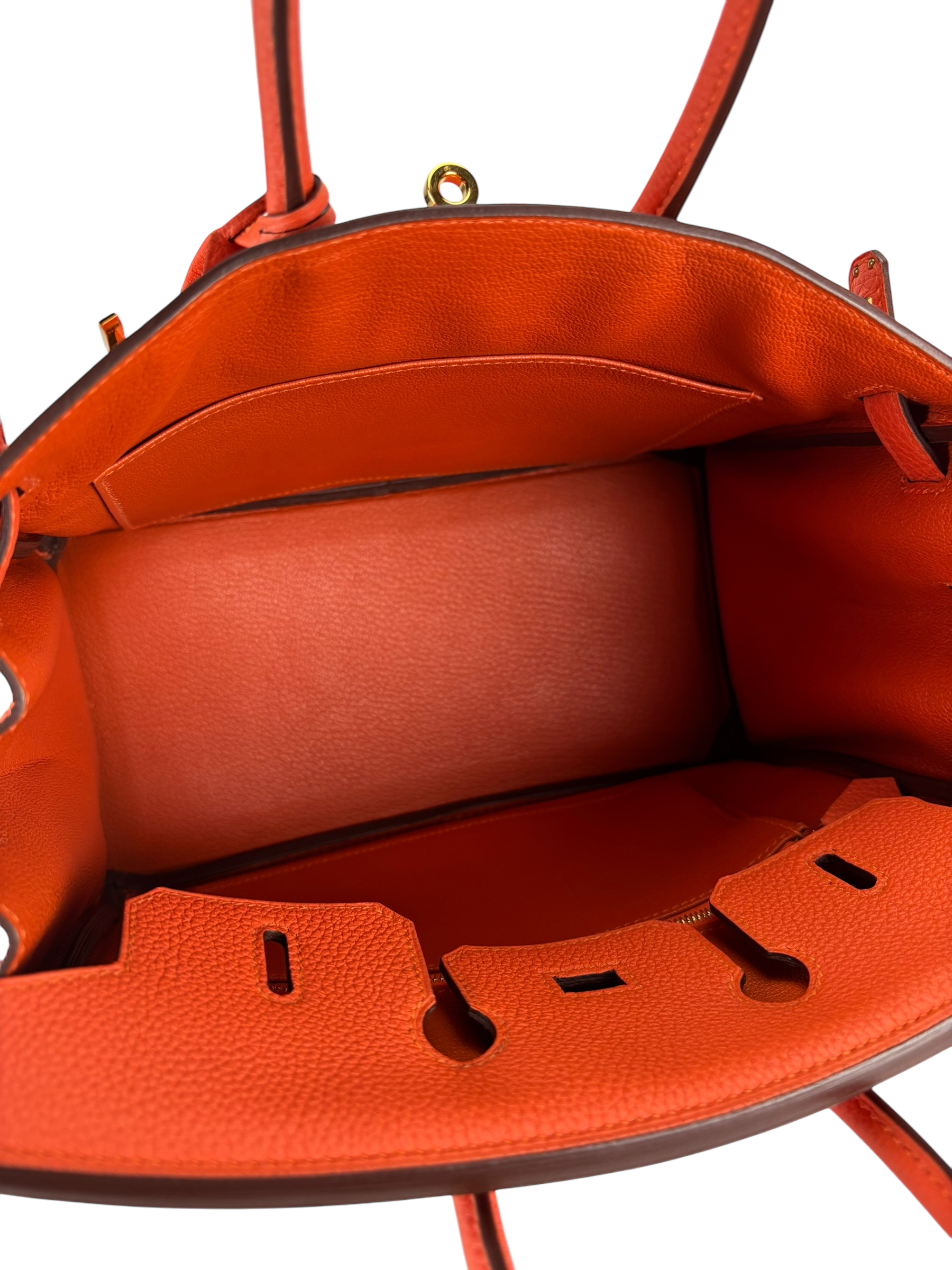 HERMES - Birkin 25 9J Feu Togo Gold Hardware