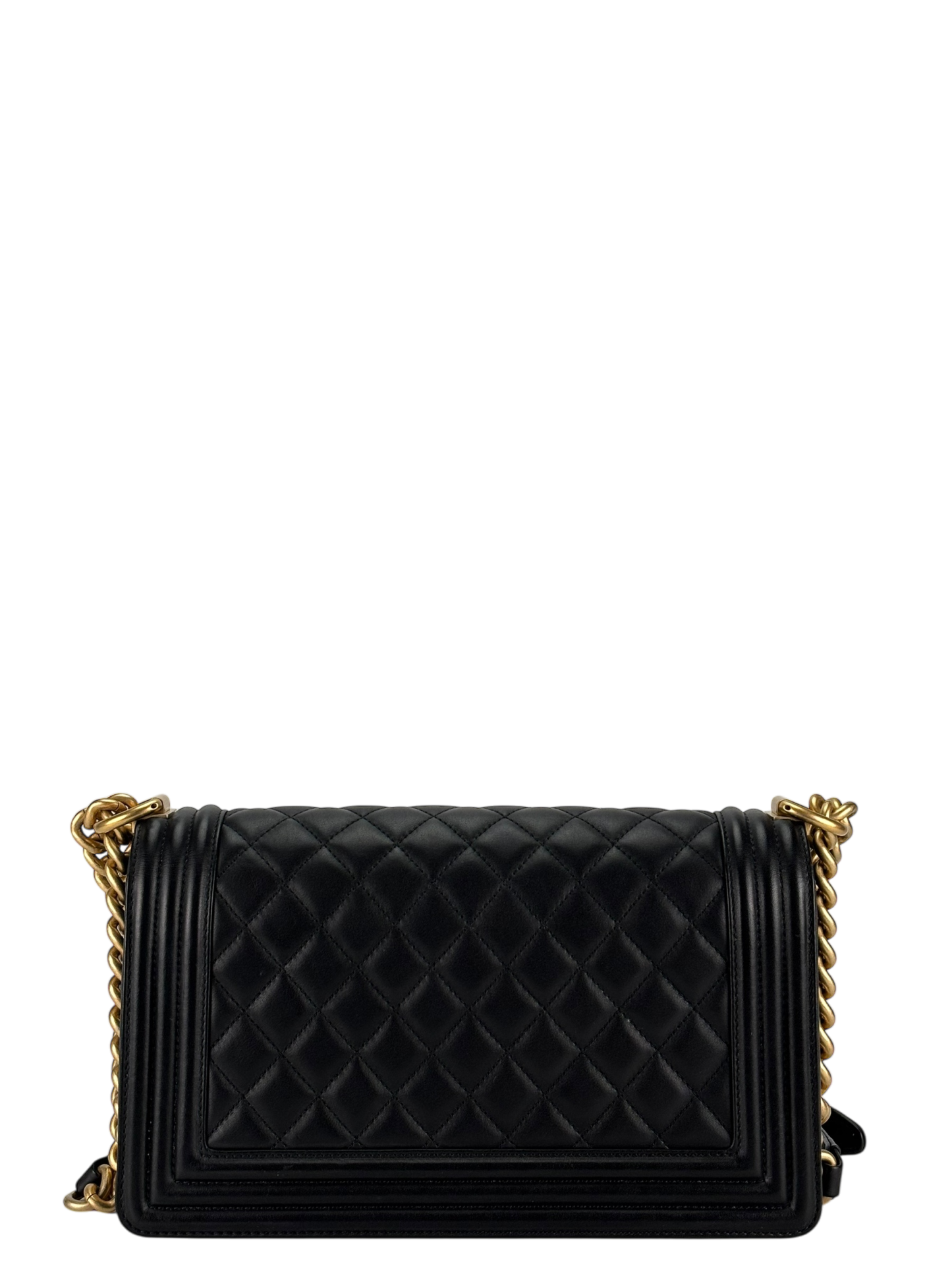 CHANEL -   Medium Boy Flap Bag Black Lambskin Gold Hardware