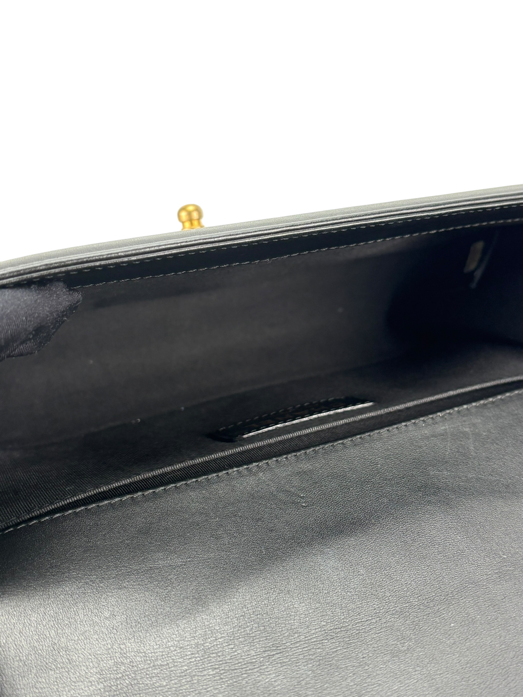 CHANEL -   Medium Boy Flap Bag Black Lambskin Gold Hardware