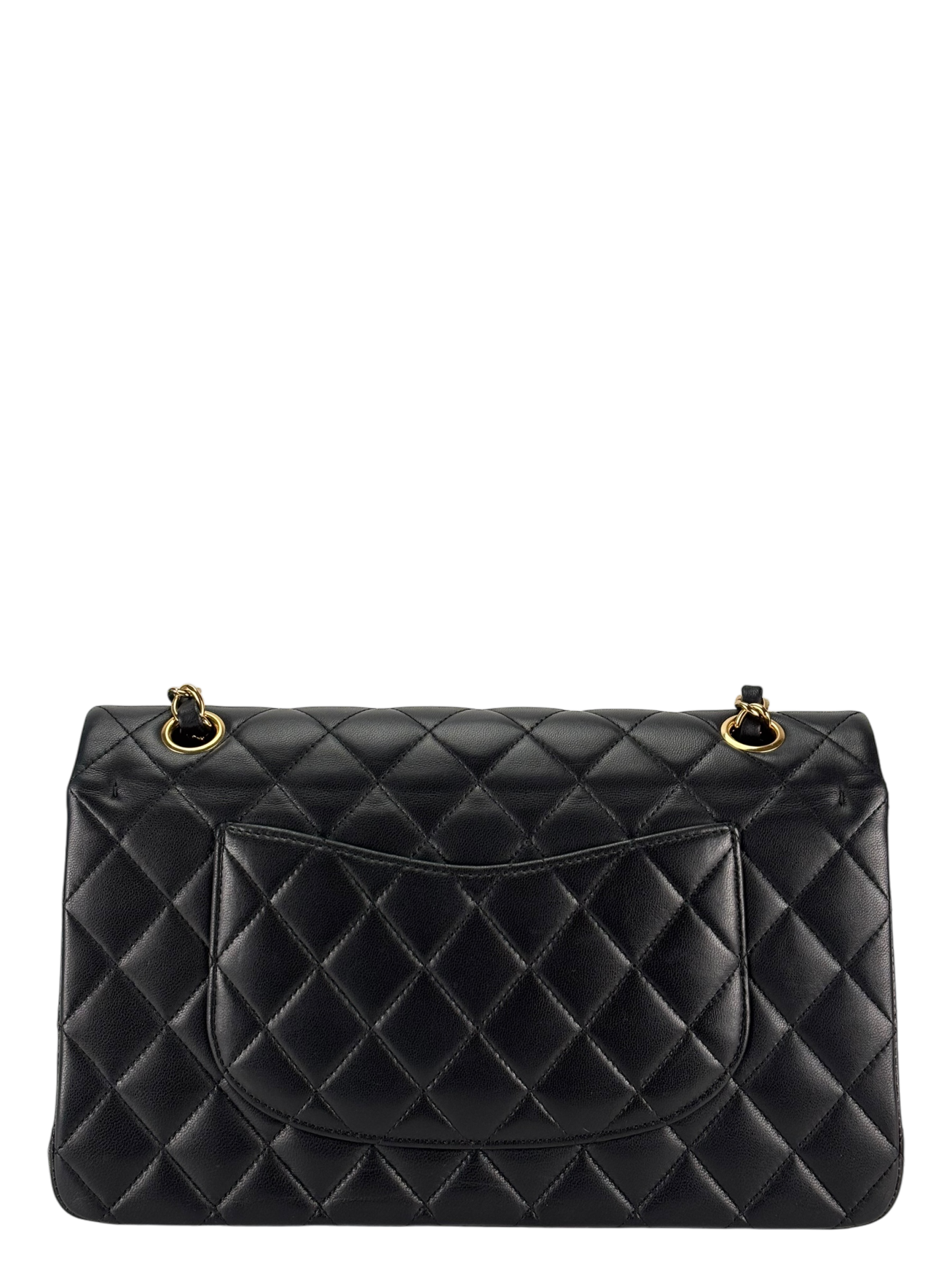 CHANEL - Medium Classic Double Flap Bag Black Lambskin Gold Hardware (CF25) 