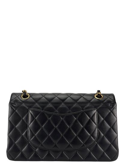 CHANEL - Medium Classic Double Flap Bag Black Lambskin Gold Hardware (CF25) 