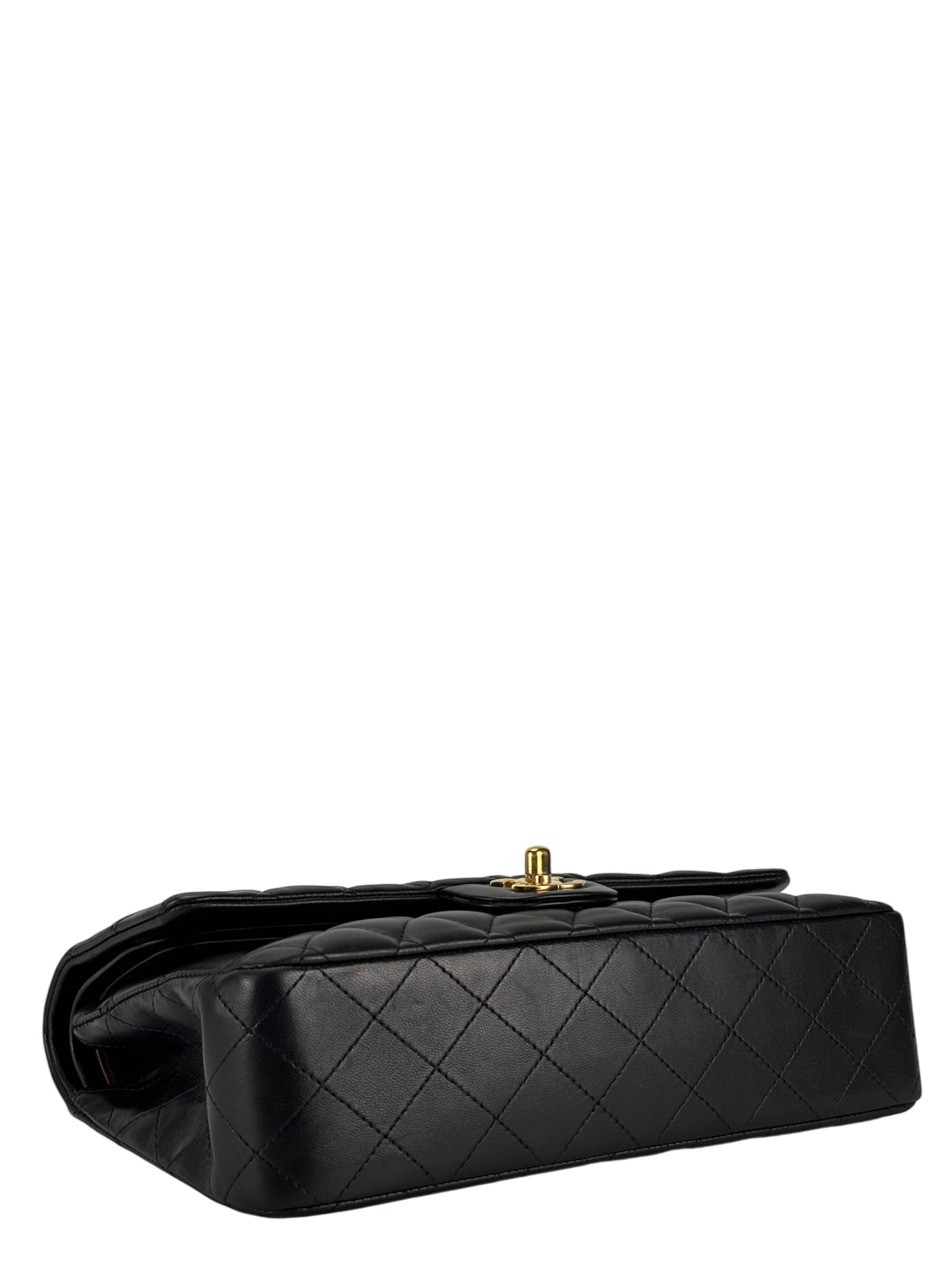 CHANEL - Medium Classic Double Flap Bag Black Lambskin Gold Hardware (CF25) 