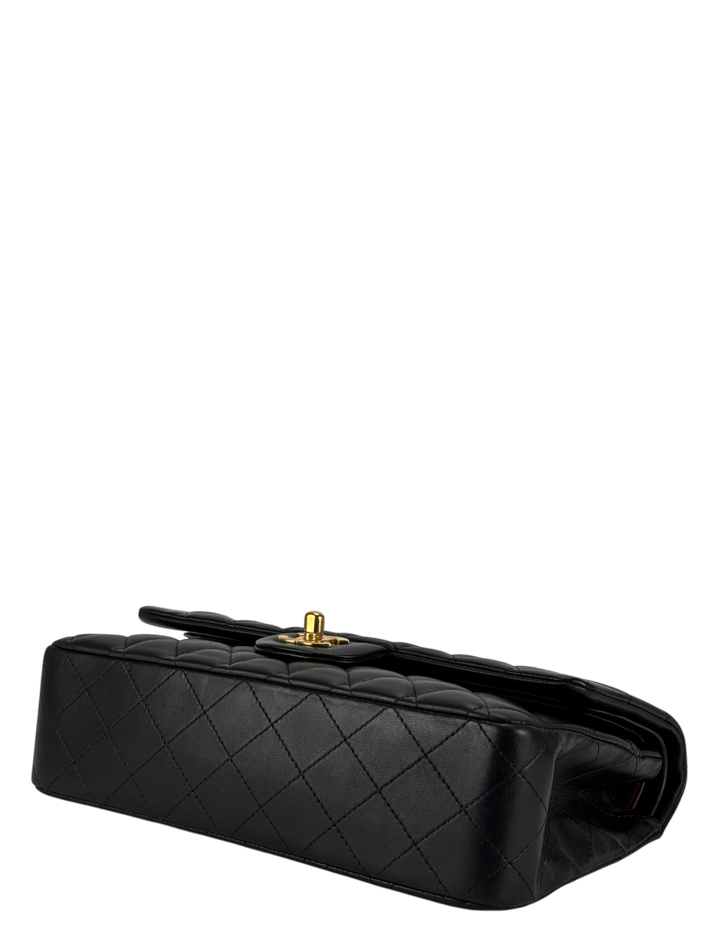 CHANEL - Medium Classic Double Flap Bag Black Lambskin Gold Hardware (CF25) 