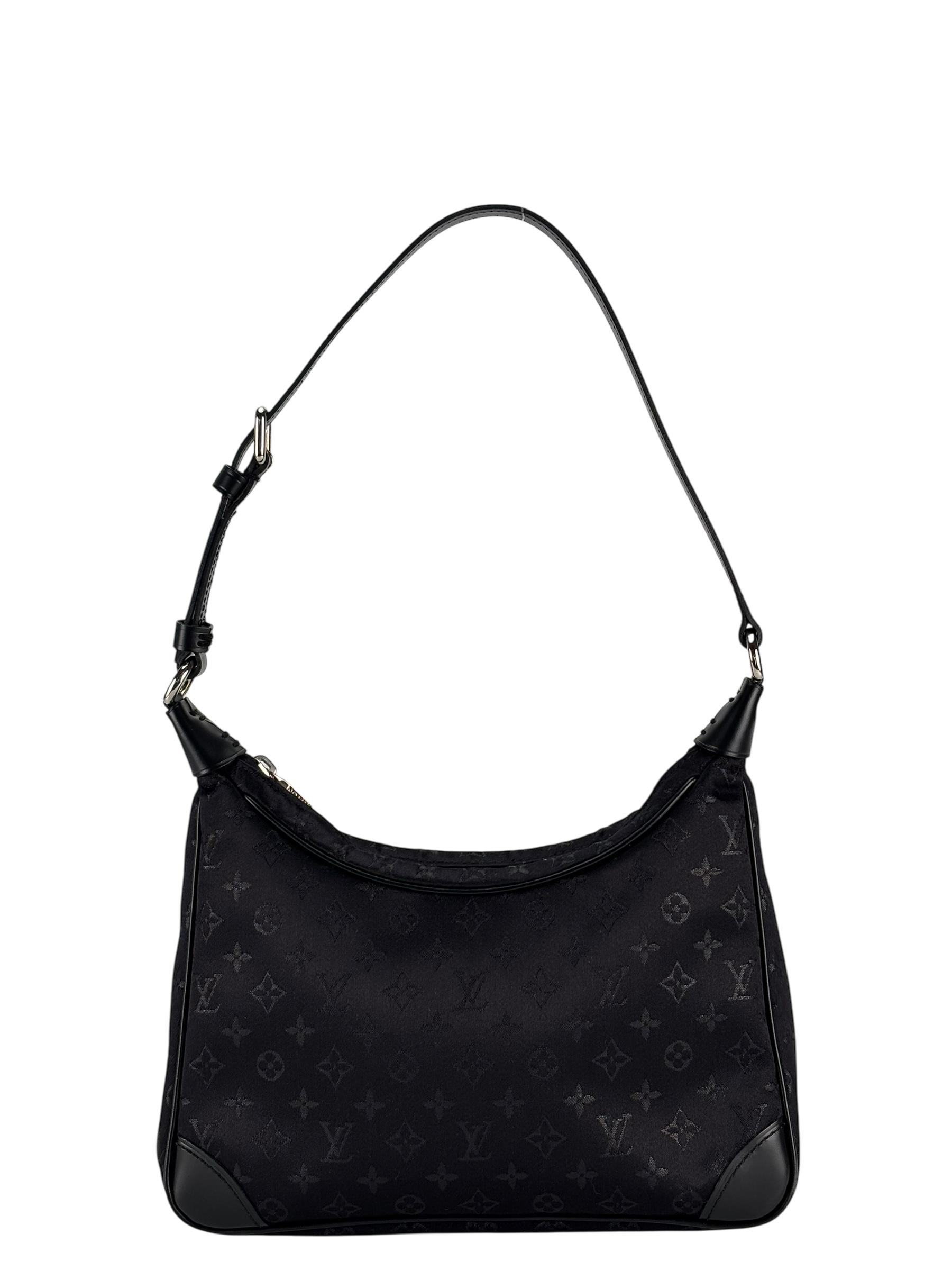 LOUIS VUITTON - Black Silk Satin Mini Boulogne Bag Monogram 