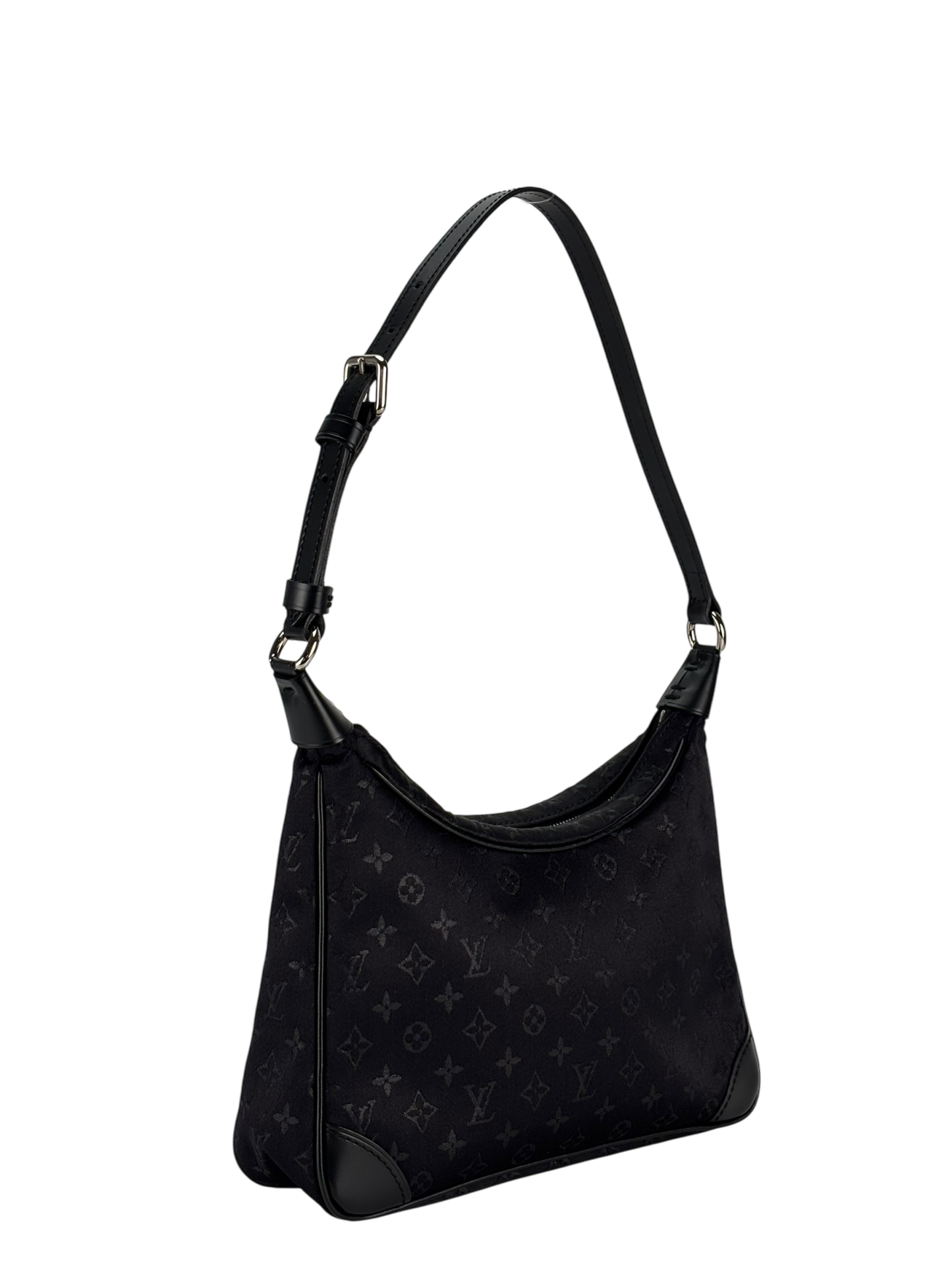 LOUIS VUITTON - Black Silk Satin Mini Boulogne Bag Monogram