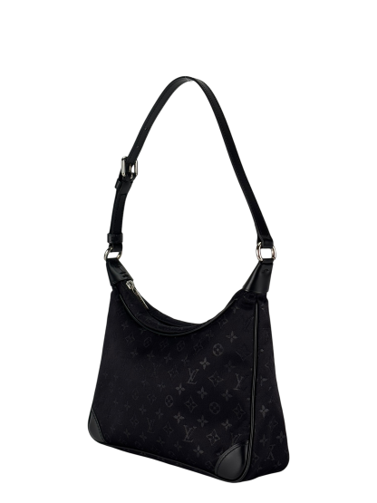 LOUIS VUITTON - Black Silk Satin Mini Boulogne Bag Monogram 