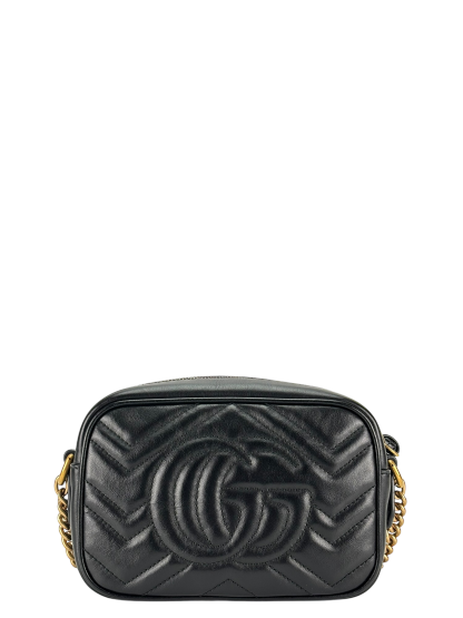 GUCCI - Small Black GG Marmont Matelasse Camera Bag  