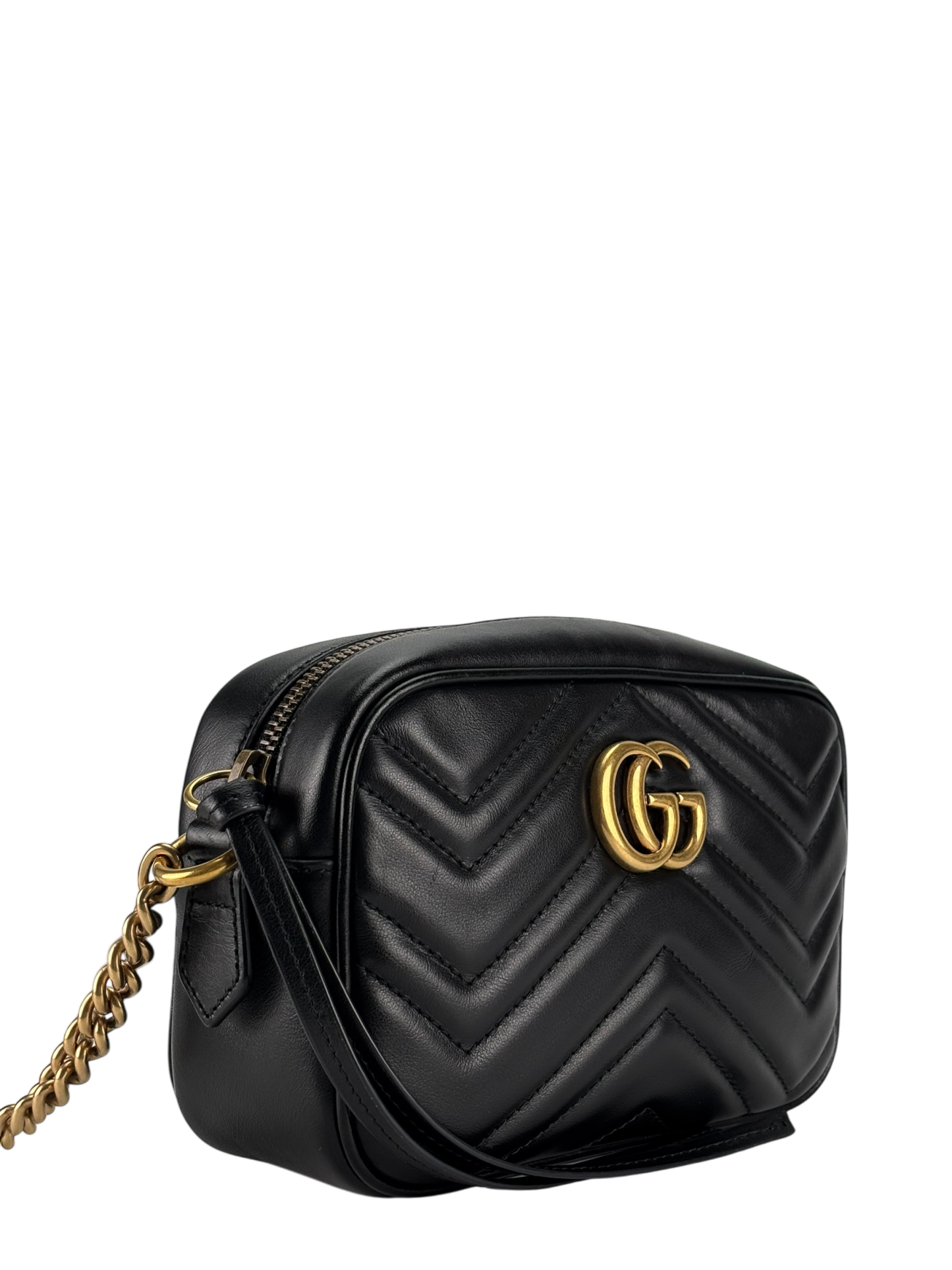 GUCCI - Small Black GG Marmont Matelasse Camera Bag