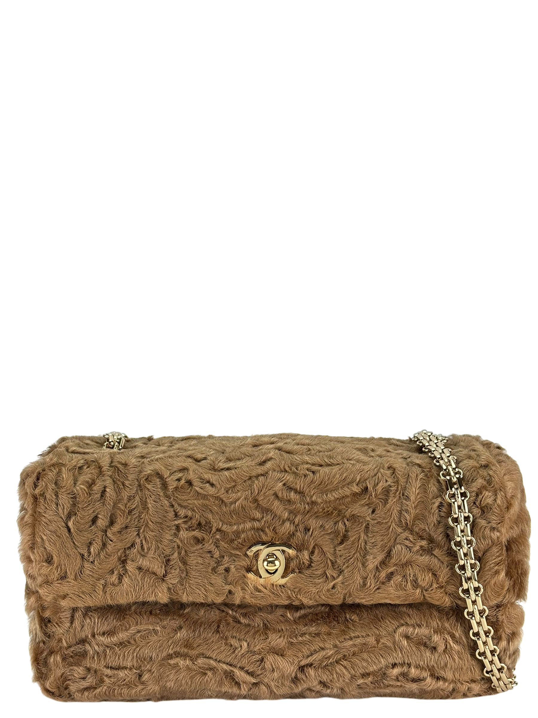 CHANEL - Coco Mark Camel Fur Gold Hardware
