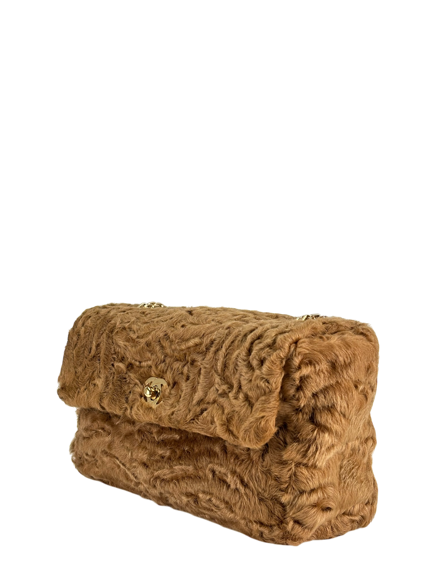 CHANEL - Coco Mark Camel Fur Gold Hardware