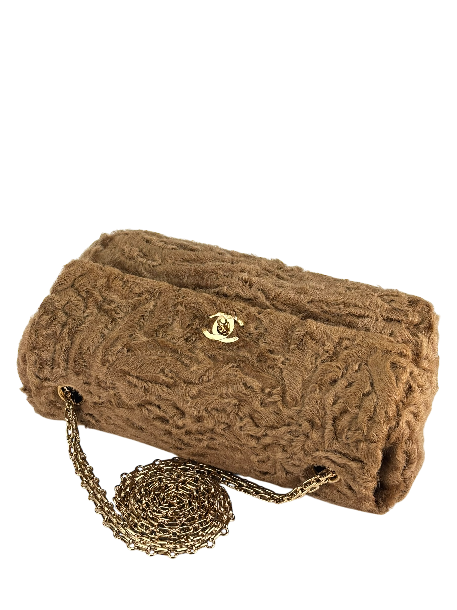 CHANEL - Coco Mark Camel Fur Gold Hardware