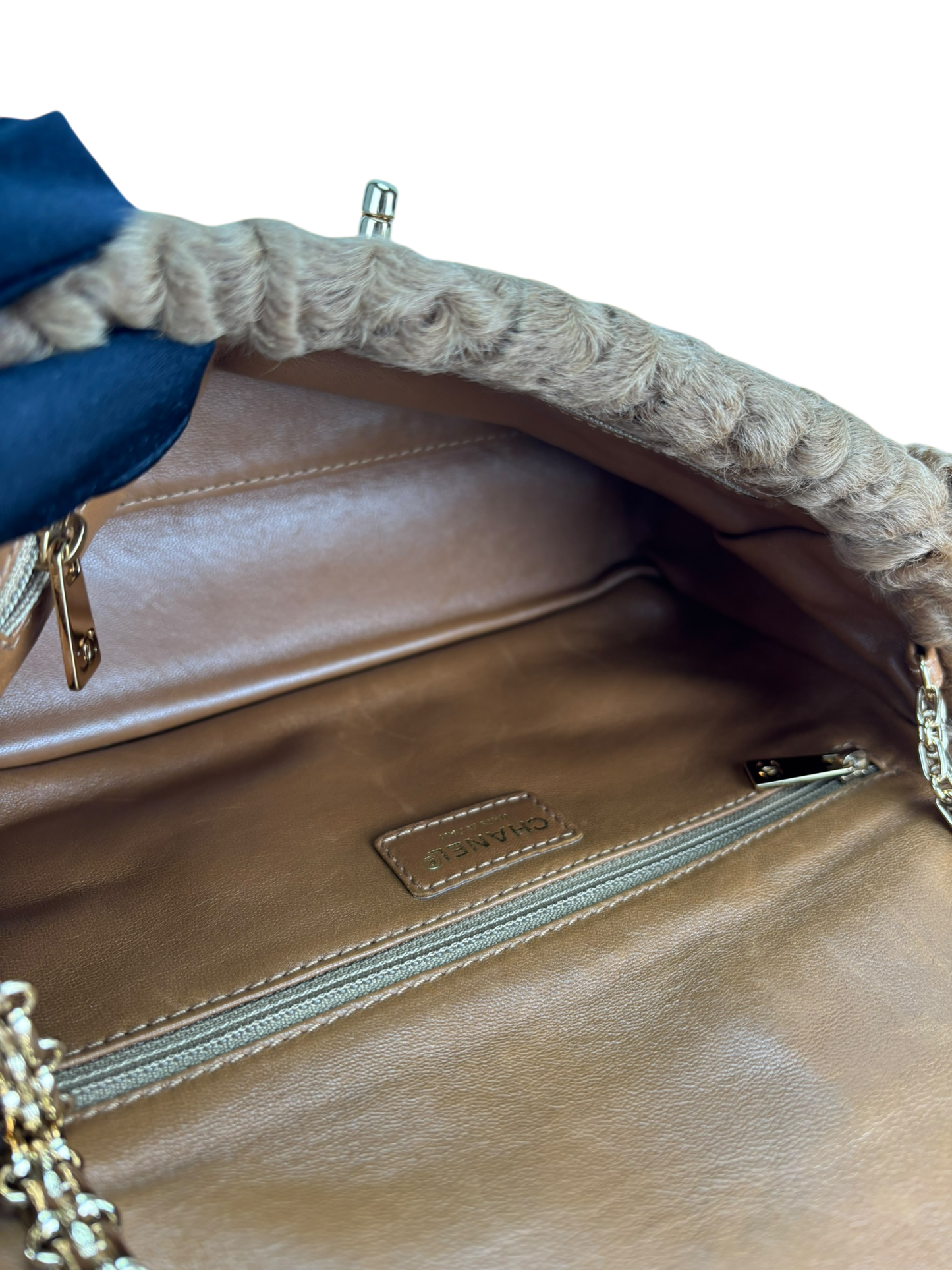 CHANEL - Coco Mark Camel Fur Gold Hardware