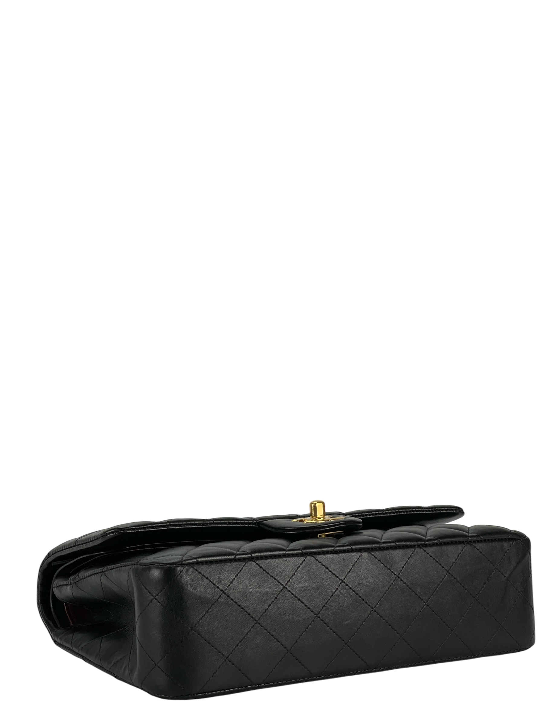 CHANEL - Medium Classic Double Flap Bag Black Lambskin Gold Hardware (CF25) 